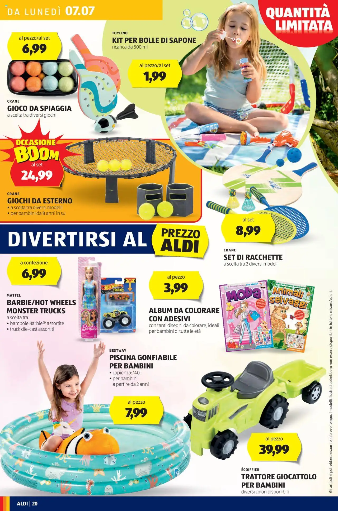 Volantino Aldi del 07.07.2025 | Pagina: 20 | Prodotti: Sapone, Piscina, Racchette, Gioco