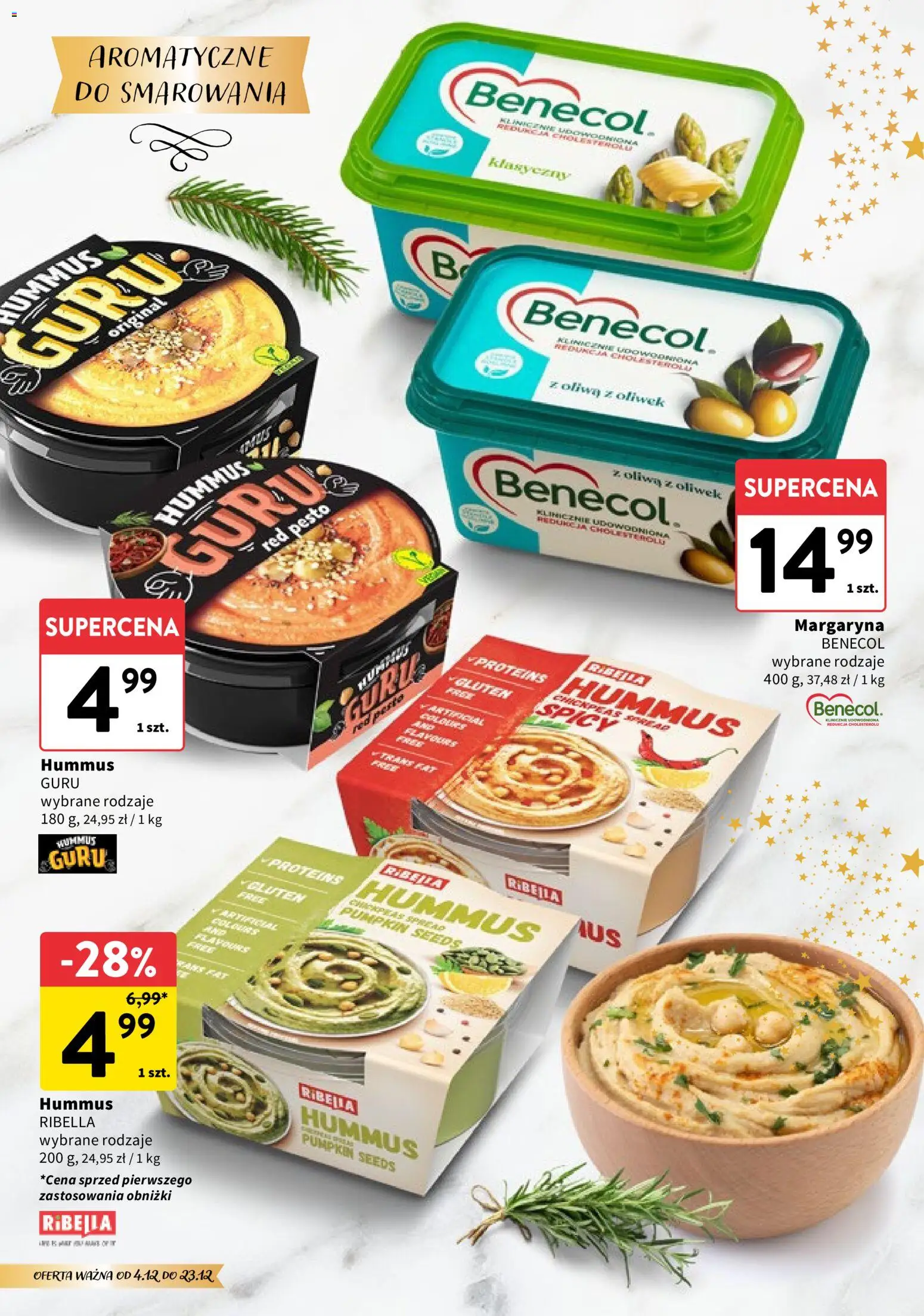 Intermarche Gazetka - Świąteczne Delikatesy od 04.12.2025 | Strona: 6 | Produkty: Oliwa z oliwek, Pesto, Margaryna, Hummus