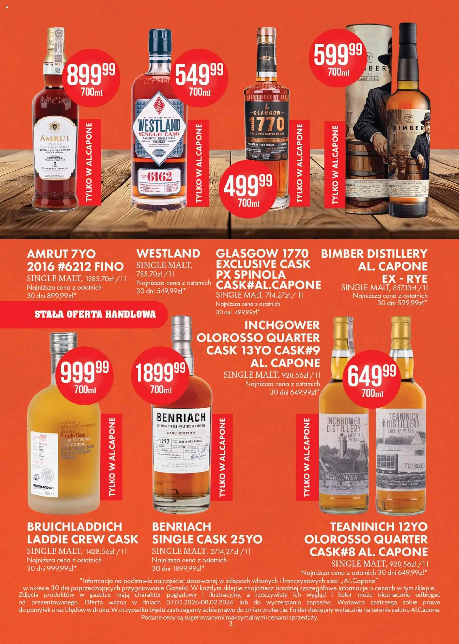 Al.Capone Gazetka od 07.01.2026 | Strona: 3 | Produkty: Finish, Whisky