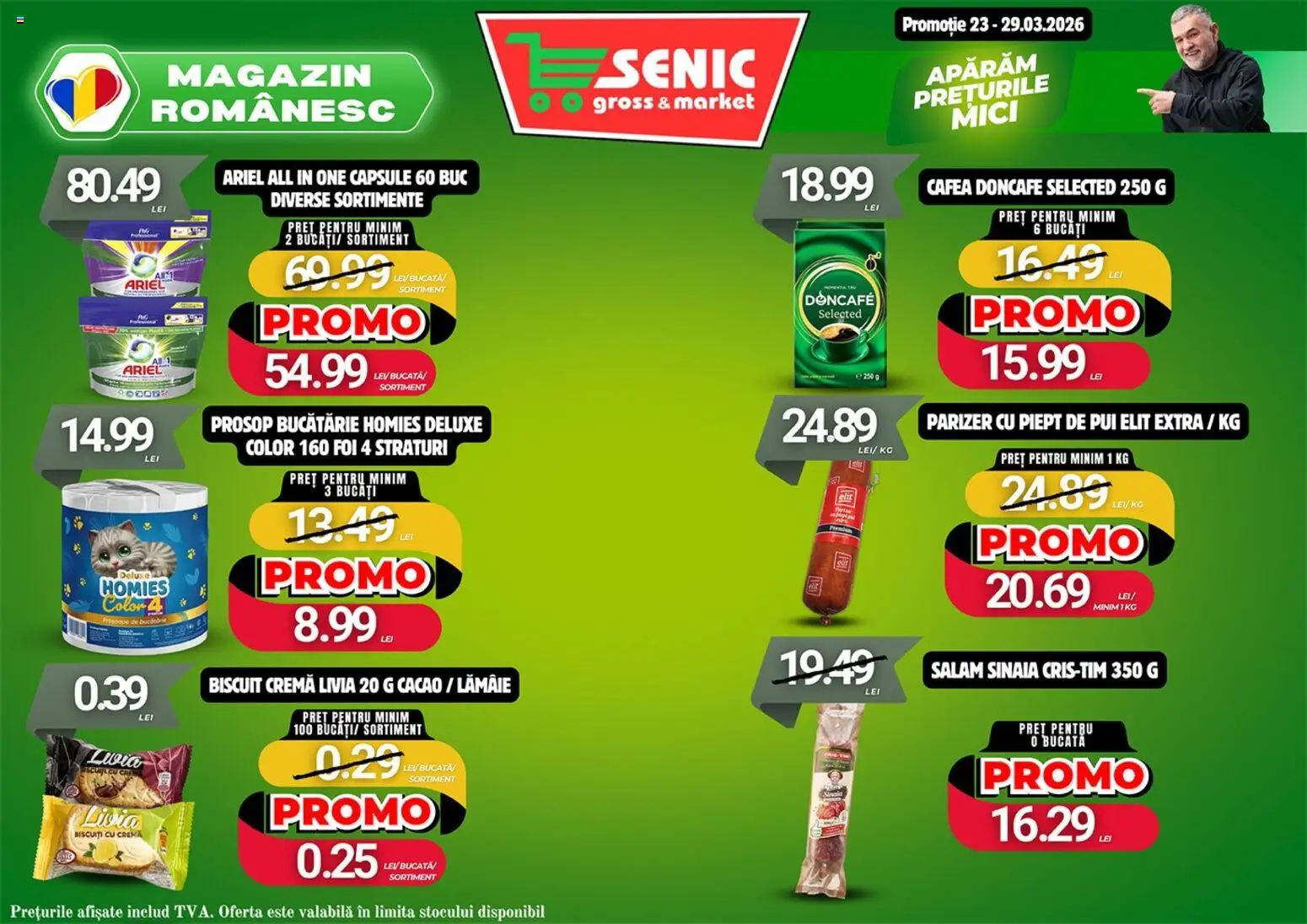 Noul catalog Senic – valabil de la 23.03.2026 | Pagină: 3 | Produse: Cremă, Salam, Biscuiți, Lămâie