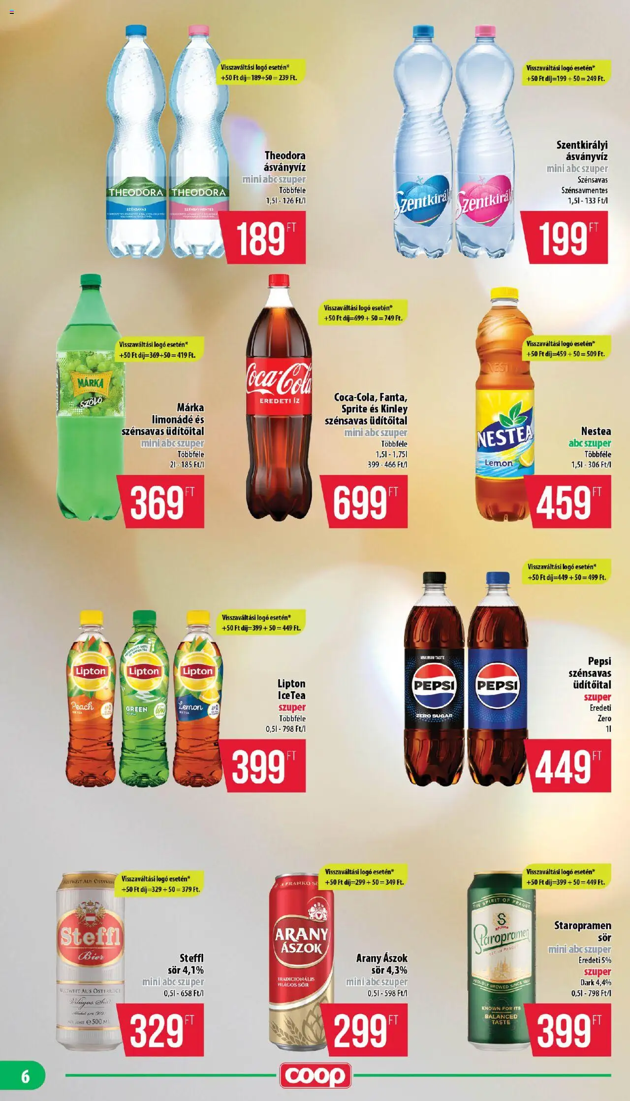 COOP akciós ujság - amely érvényes a következő dátumtól: 21.08.2025 | Oldal: 6 | Termékek: Szőlő, Steffl, Ásványvíz, Tea