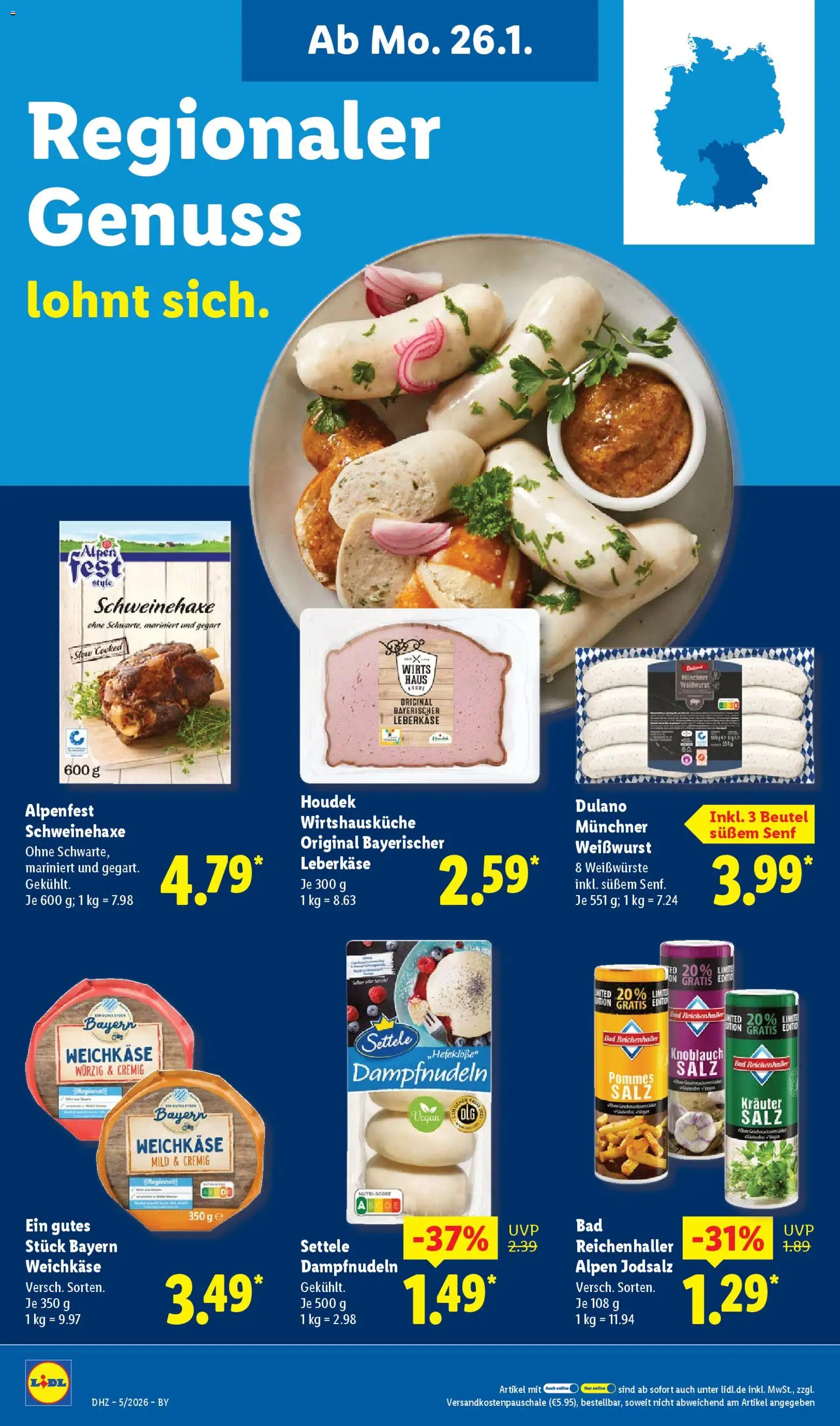 Lidl Prospekt Uffenheim – gültig ab 26.01.2026 | Seite: 16 | Produkte: Bad, Pommes, Salz, Leberkase