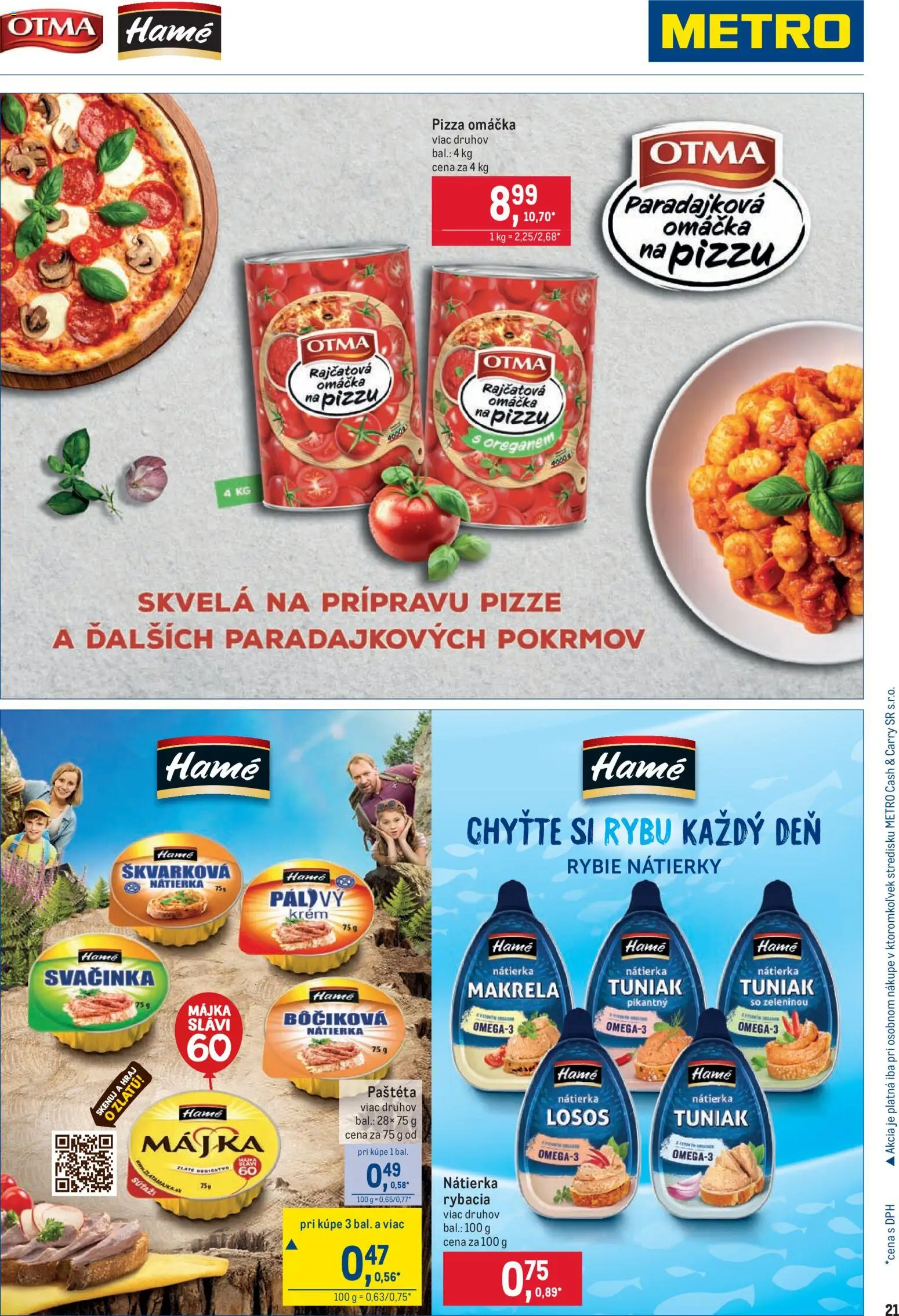 Nové Metro akcie – leták je platný od 25.03.2026 | Strana: 21 | Produkty: Pizza, Losos, Krém, Omáčka