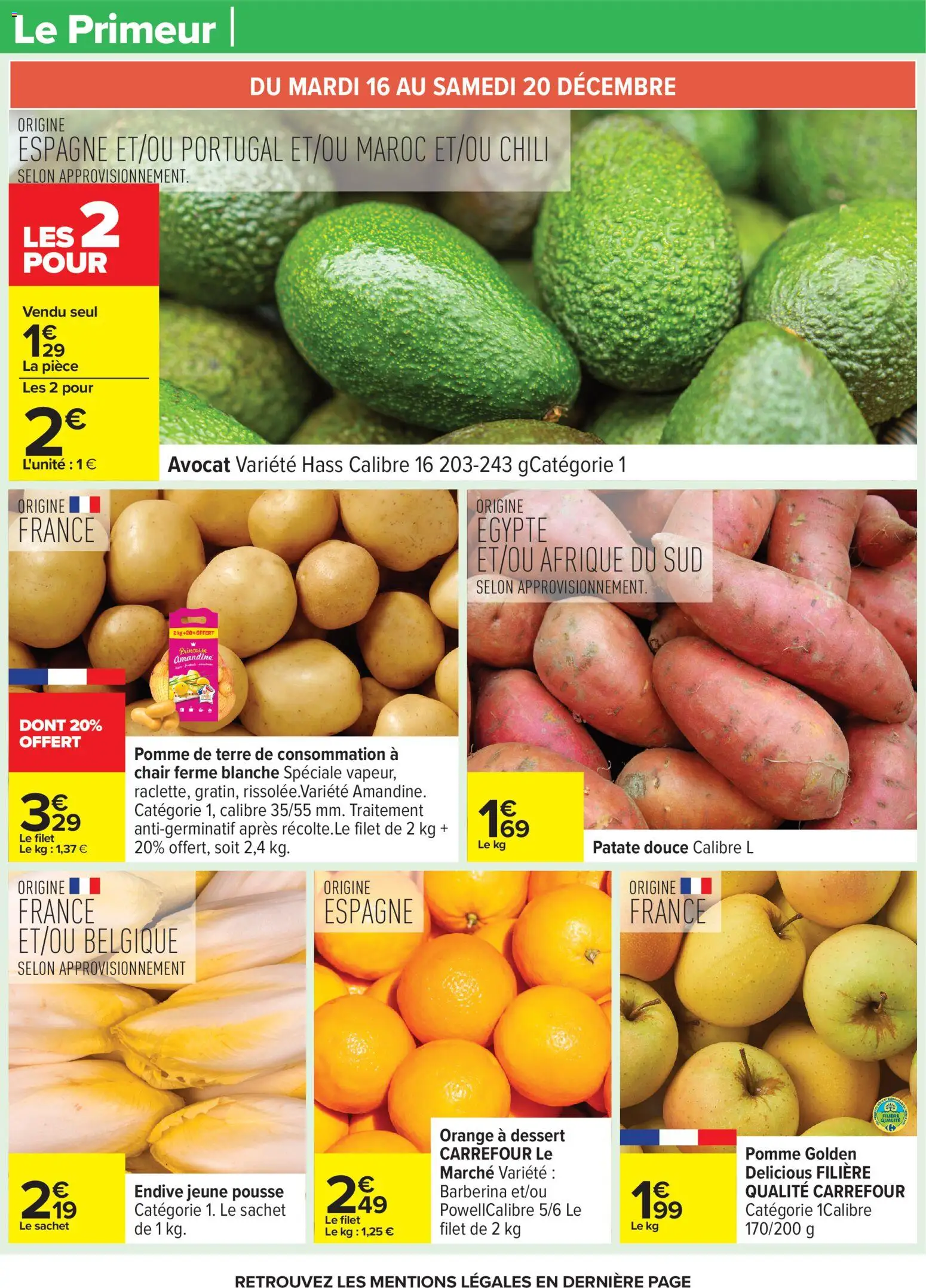 {H1} | Page: 16 | Produits: Avocat, Orange, Patate douce, Pomme de terre de consommation