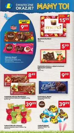 Pogląd oferty "Lewiatan gazetka - Bydgoszcz" - ważna od 26.03.2026 | Strona: 12 | Produkty: Czekolada mleczna, Merci, Wiśnie, Cukierki