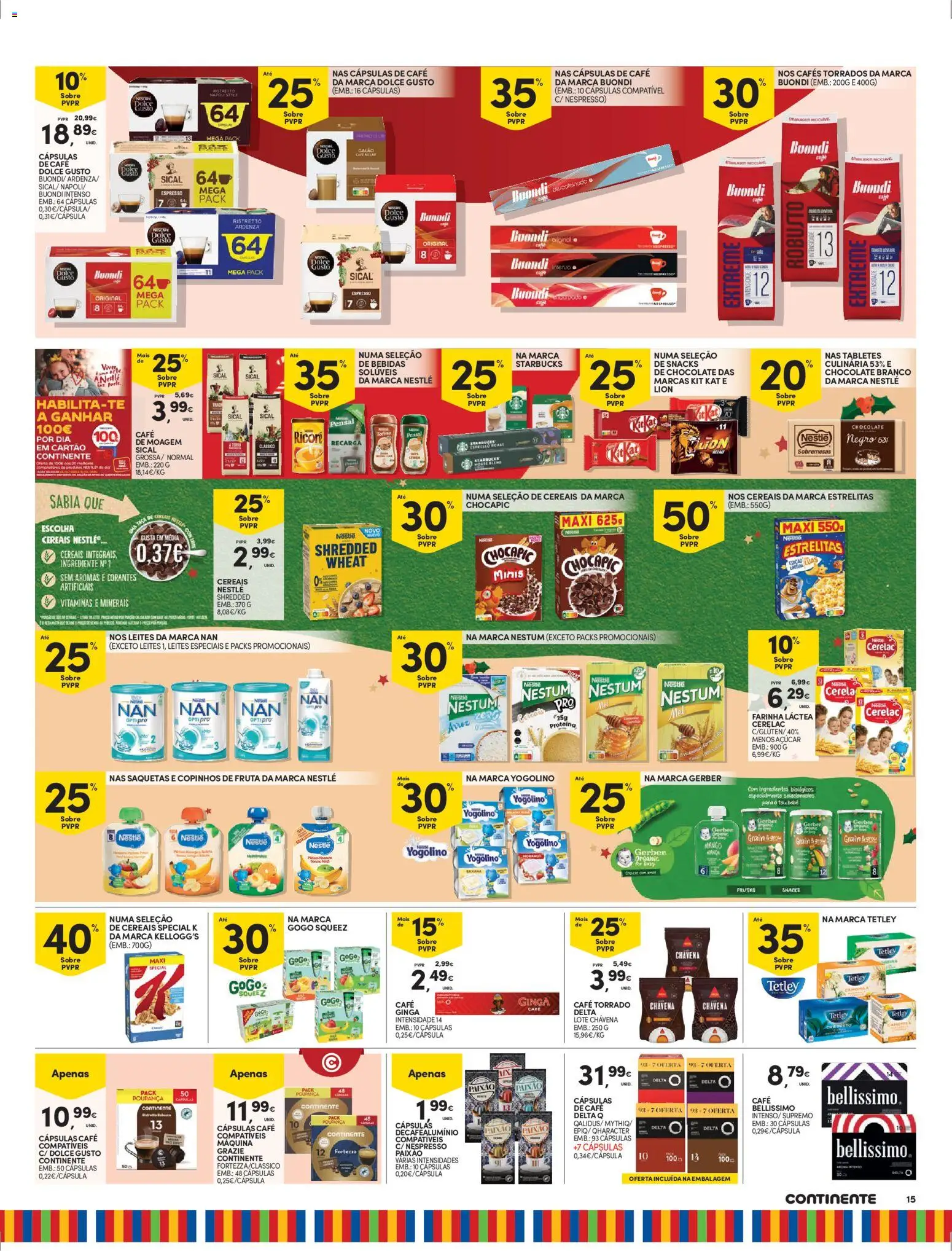 Continente - Madeira │ válido de 26.12.2025 | Página: 15 | Produtos: Farinha láctea, Delta q, Nestlé, Açúcar