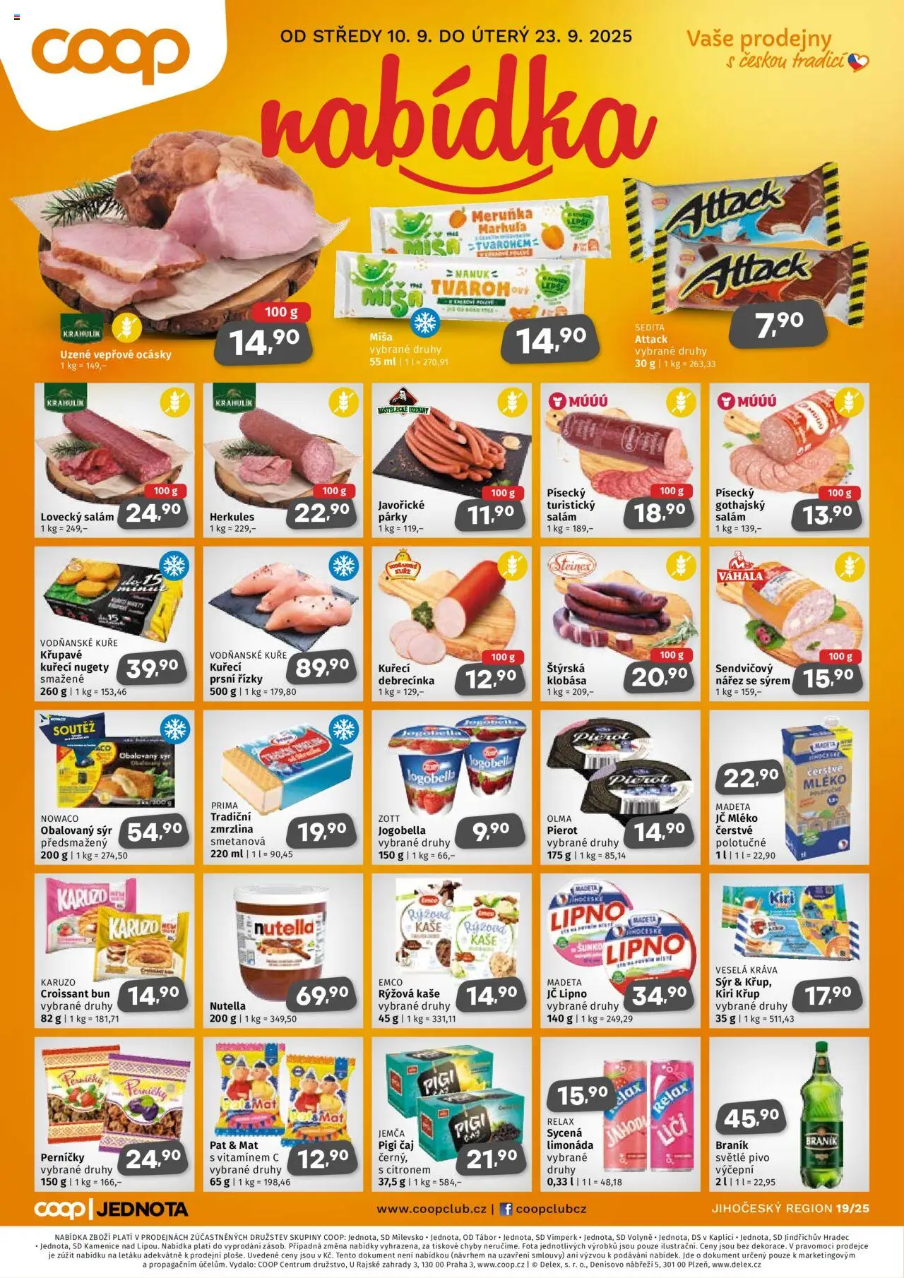 Coop leták - Středočeský region od 10.09.2025 | Strana: 1 | Produkty: Sýr, Croissant, Kaše, Lovecký salám
