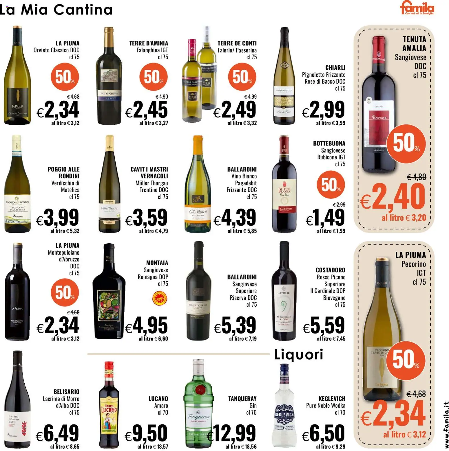 Volantino Famila del 22.01.2026 | Pagina: 15 | Prodotti: Vino, Pecorino, Vino bianco, Amaro