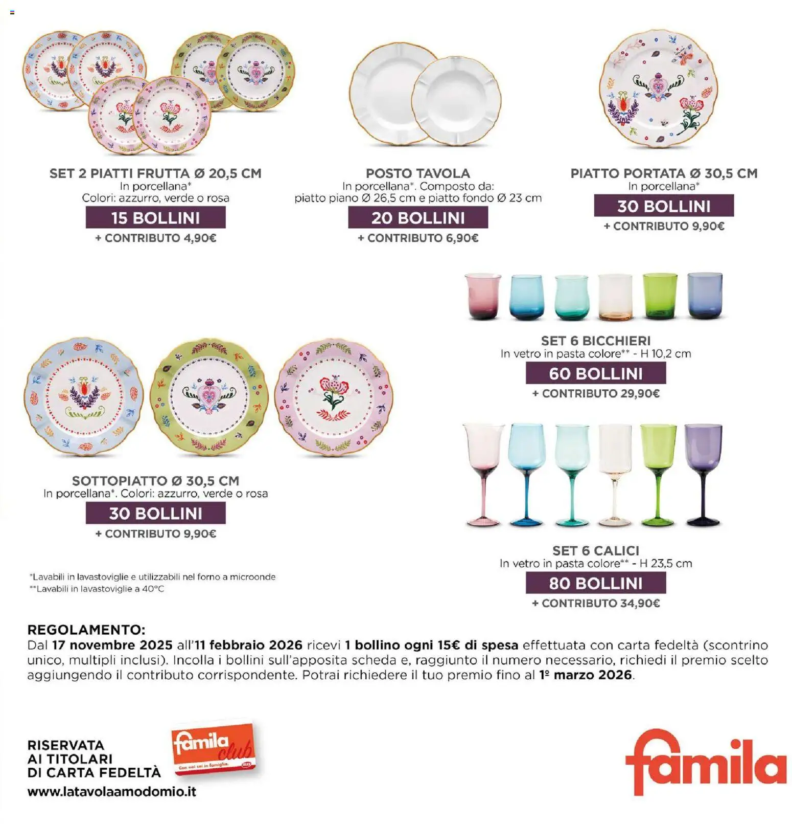 Volantino Famila del 13.11.2025 | Pagina: 25 | Prodotti: Frutta, Lavastoviglie, Piatto, Forno