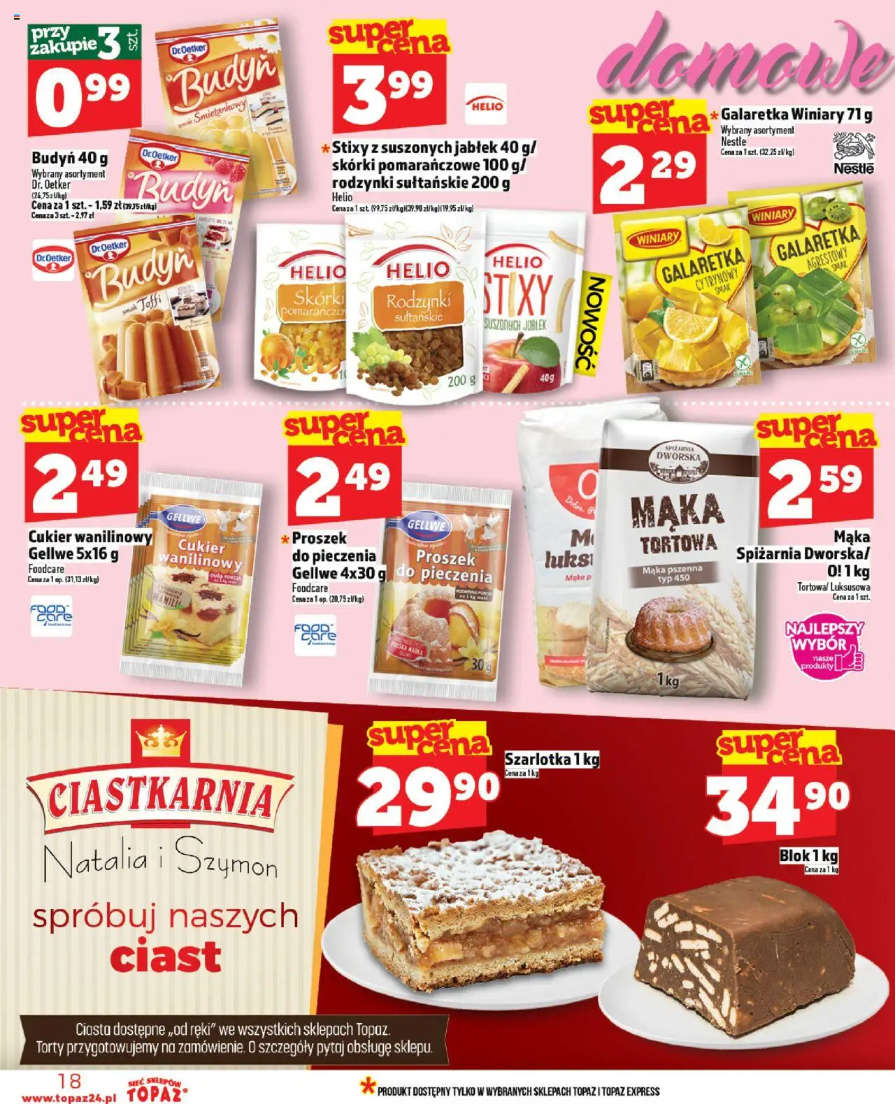 Topaz Gazetka od 23.10.2025 | Strona: 18 | Produkty: Galaretka, Cukier wanilinowy, Rodzynki, Cukier