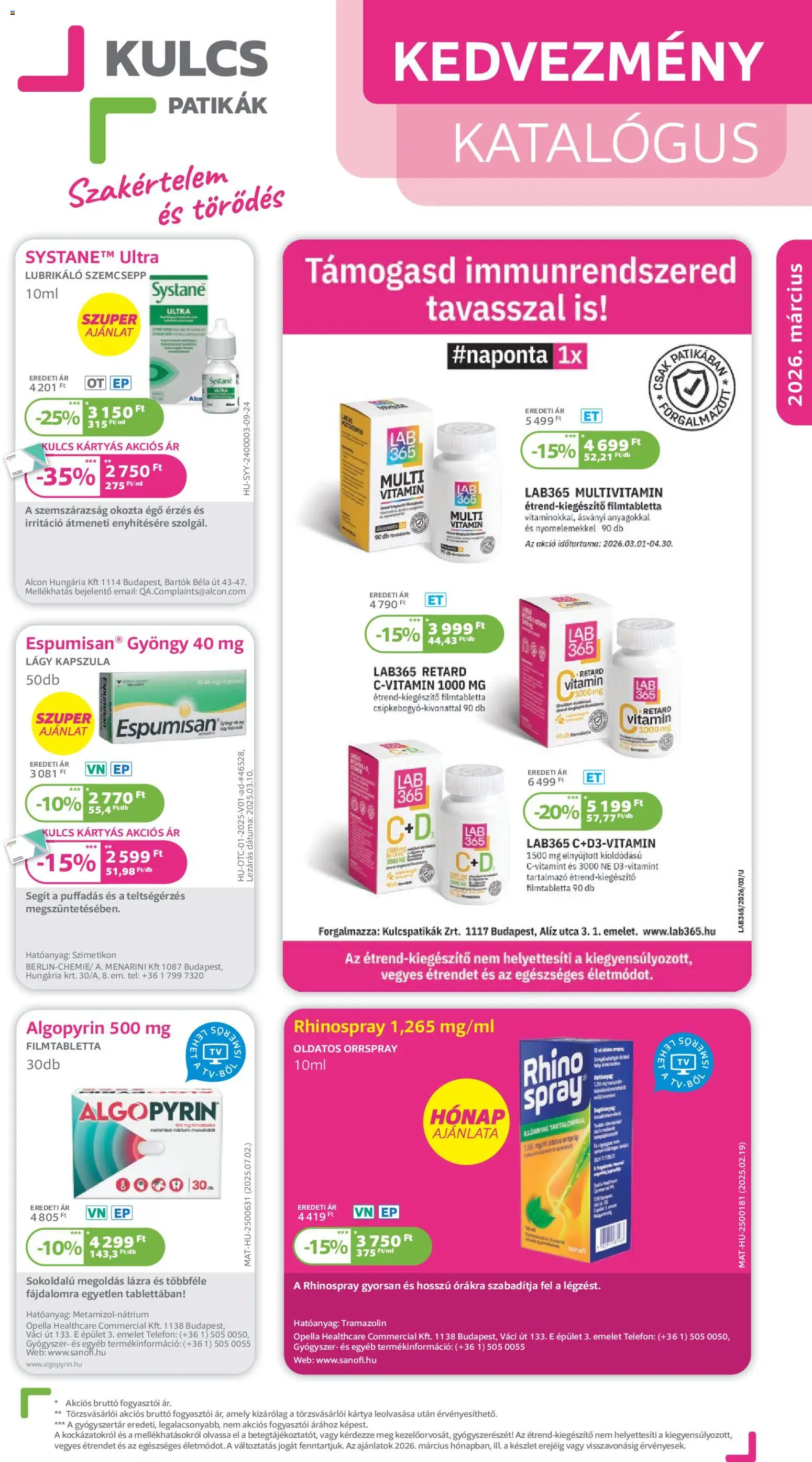 Kulcs Patika akciós ujság - amely érvényes a következő dátumtól: 01.03.2026 | Oldal: 1 | Termékek: Multivitamin, Só