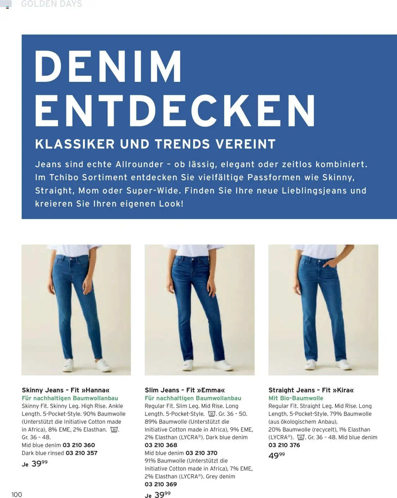 Katalog Tchibo Herbst – gültig ab 15.09.2025 | Seite: 100 | Produkte: Jeans
