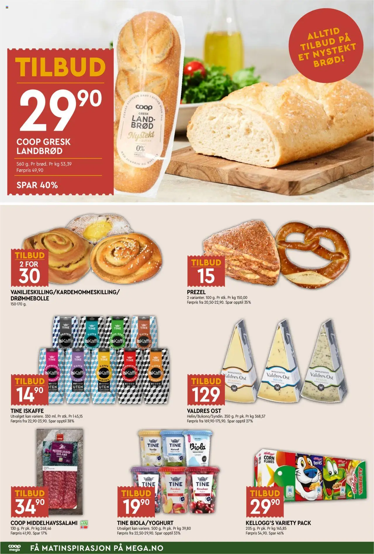 {H1} | Side: 4 | Produkter: Brød, Salami, Kirsebær, Iskaffe