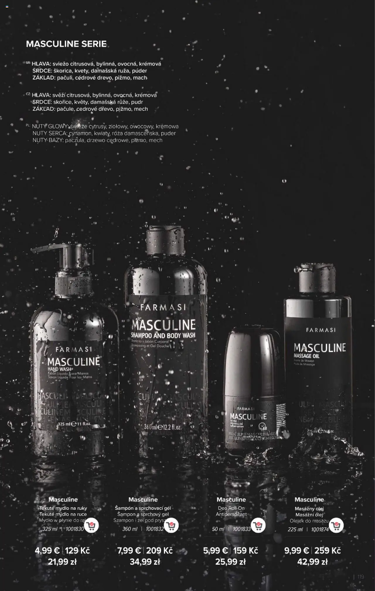 Nové Farmasi akcie – leták je platný od 24.09.2025 | Strana: 119 | Produkty: Púder, Šampón, Sprchový gél, Antiperspirant