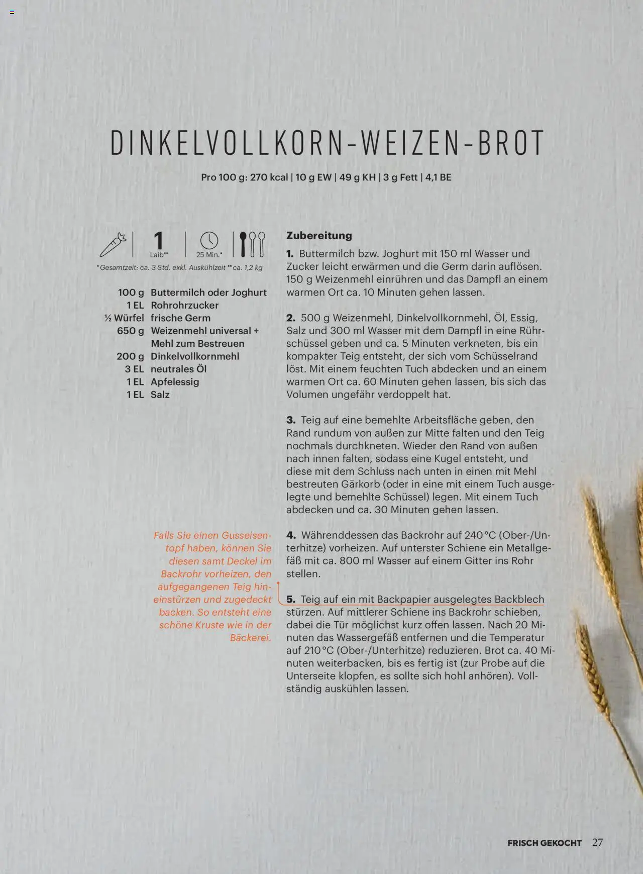 Billa Frisch Gekocht gültig ab 01.09.2025 | Seite: 25 | Produkte: Salz, Joghurt, Öl, Brot