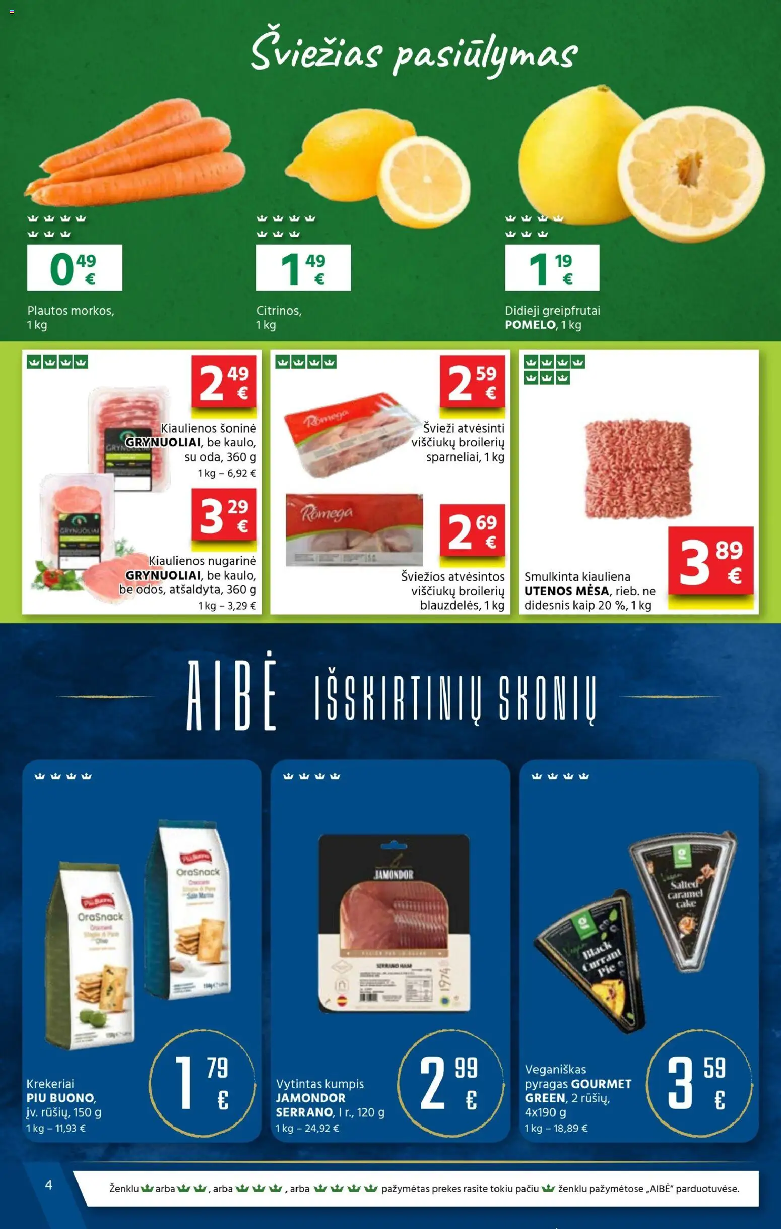 AIBE akcijos nuo 22.01.2026 | Puslapis: 4 | Prekių: Kiaulienos, Pyragas, Kumpis, Kiauliena
