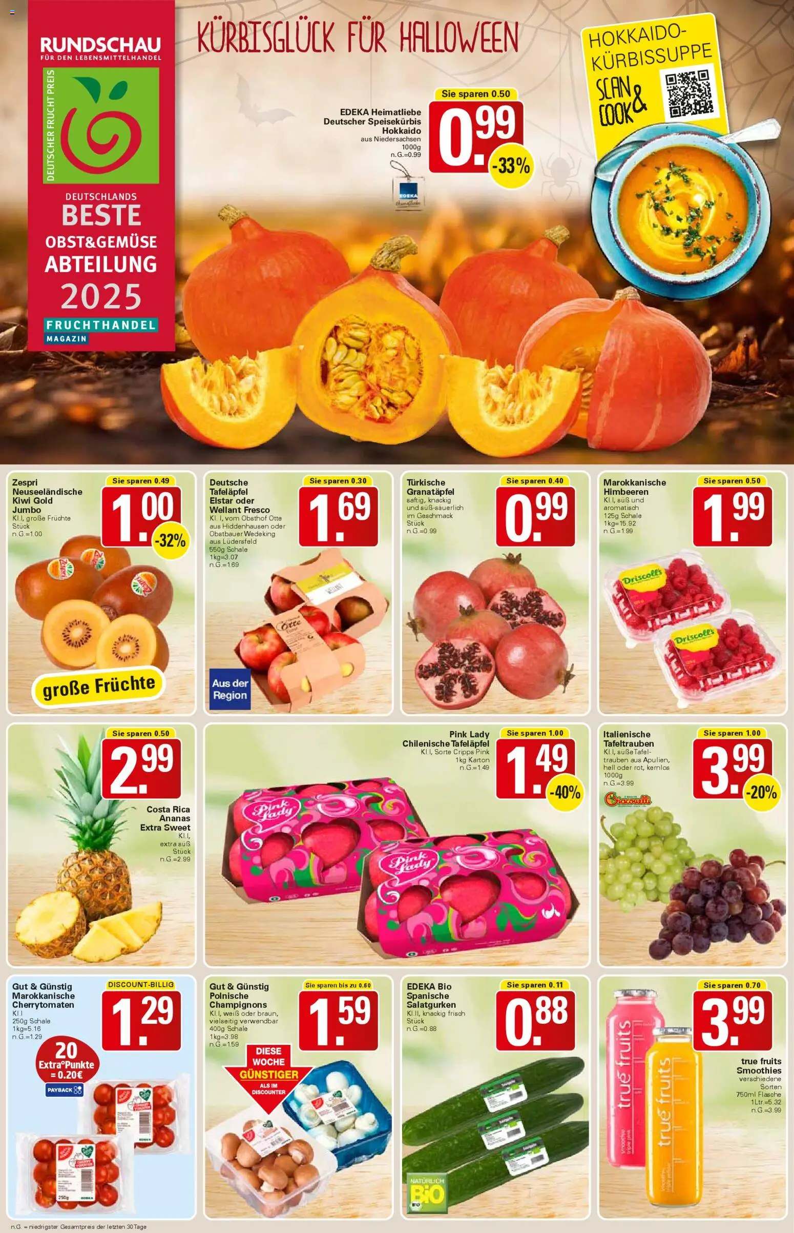 WEZ Prospekt – gültig ab 27.10.2025 | Seite: 2 | Produkte: Himbeeren, Ananas, Champignons, Kiwi