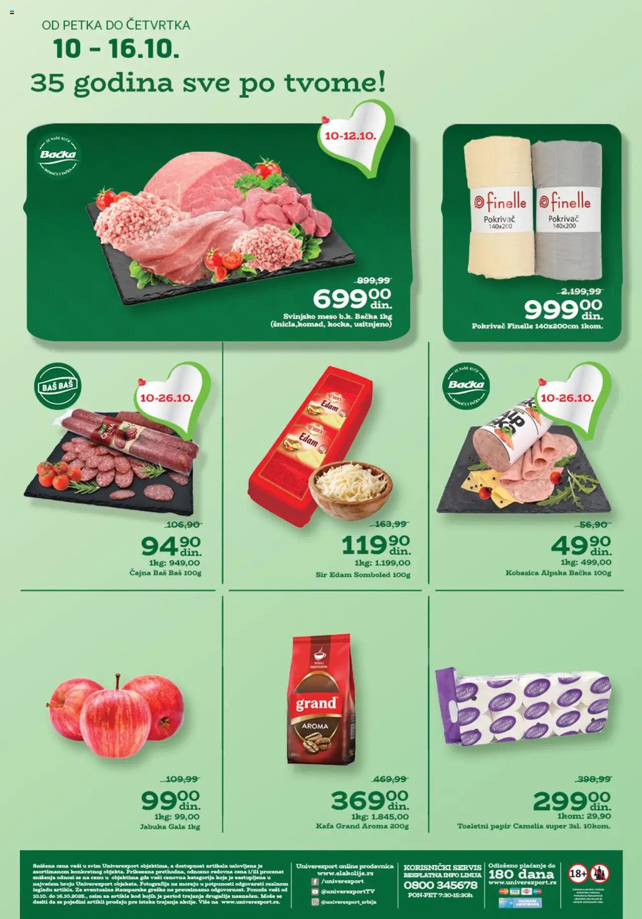 Univerexport katalog - važi od 10.10.2025 | Strana: 1 | Proizvode: Svinjsko meso, Sir, Kafa, Kobasica