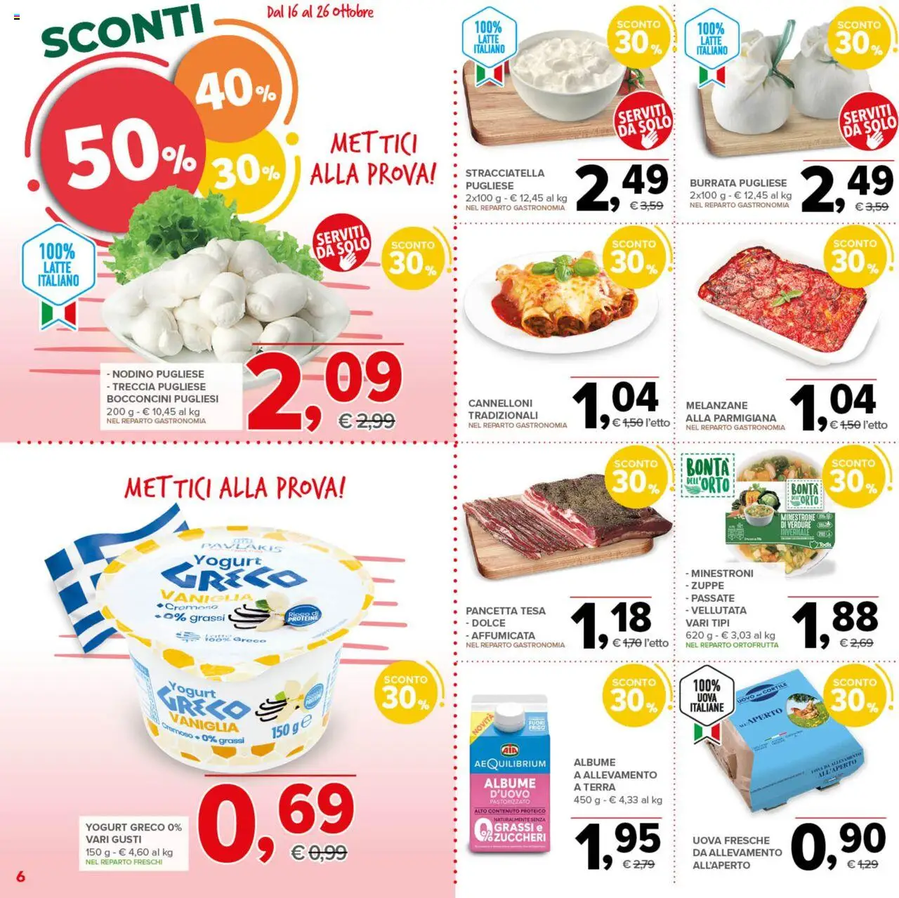 Volantino Todis del 16.10.2025 | Pagina: 6 | Prodotti: Minestrone, Pancetta, Burrata, Terra