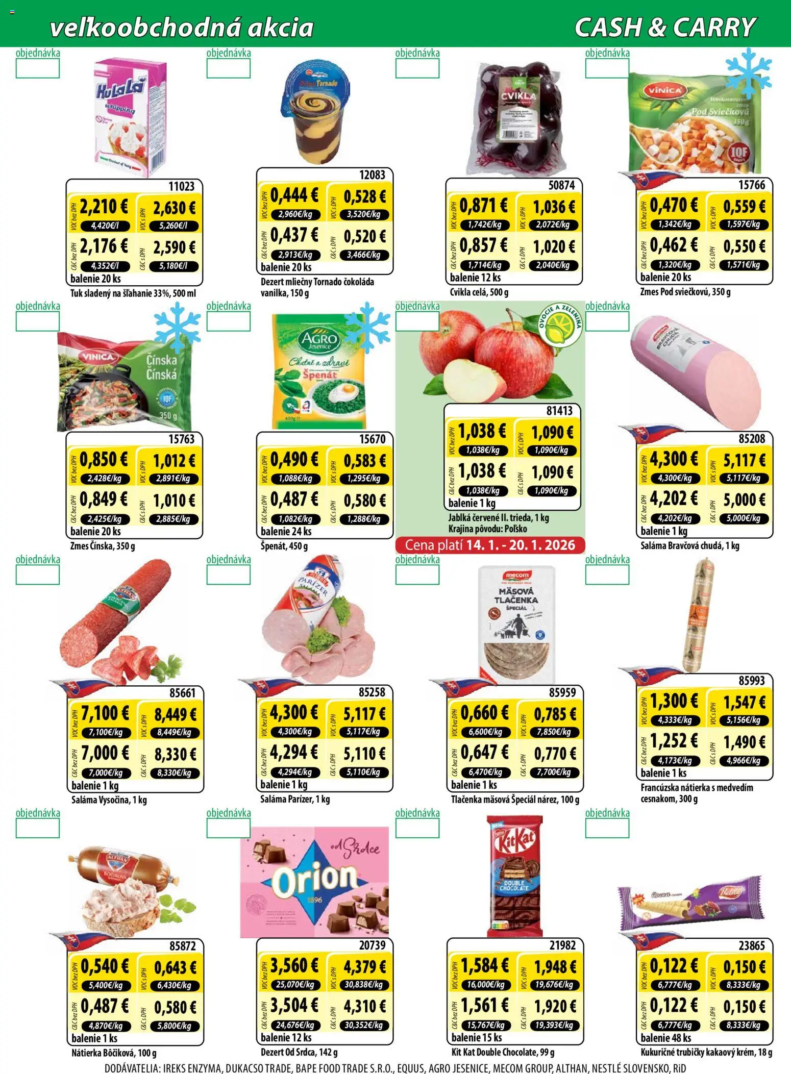 Nové Milk Agro akcie – leták je platný od 02.01.2026 | Strana: 3 | Produkty: Saláma, Jablká, Cvikla, Ovocie