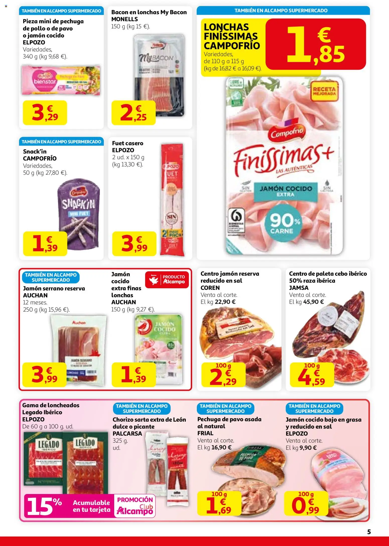 Alcampo -  HG Nacional Unificado │ válido desde el 29.01.2026 | Página: 5 | Productos: Jamón serrano, Jamón, Jamón cocido