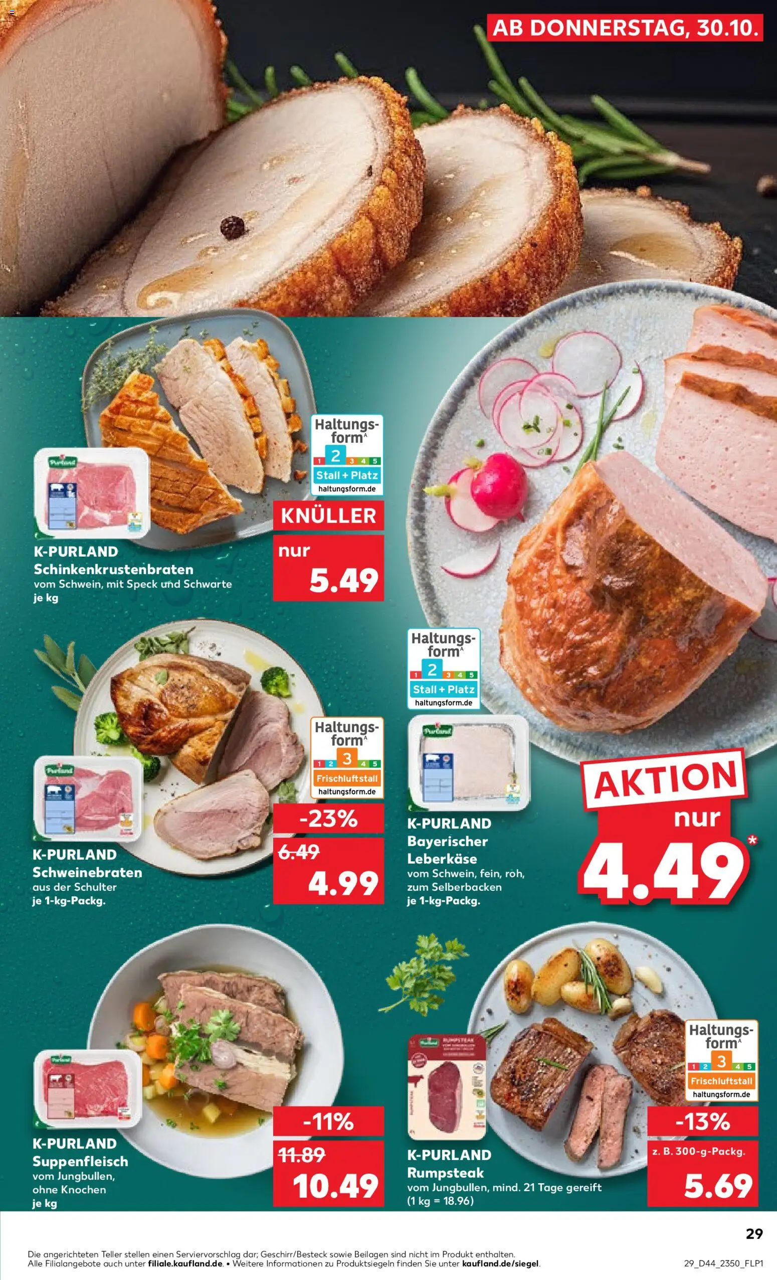 Kaufland prospekt Völklingen	 – gültig ab 30.10.2025 | Seite: 29 | Produkte: Rumpsteak, Suppenfleisch, Leberkase