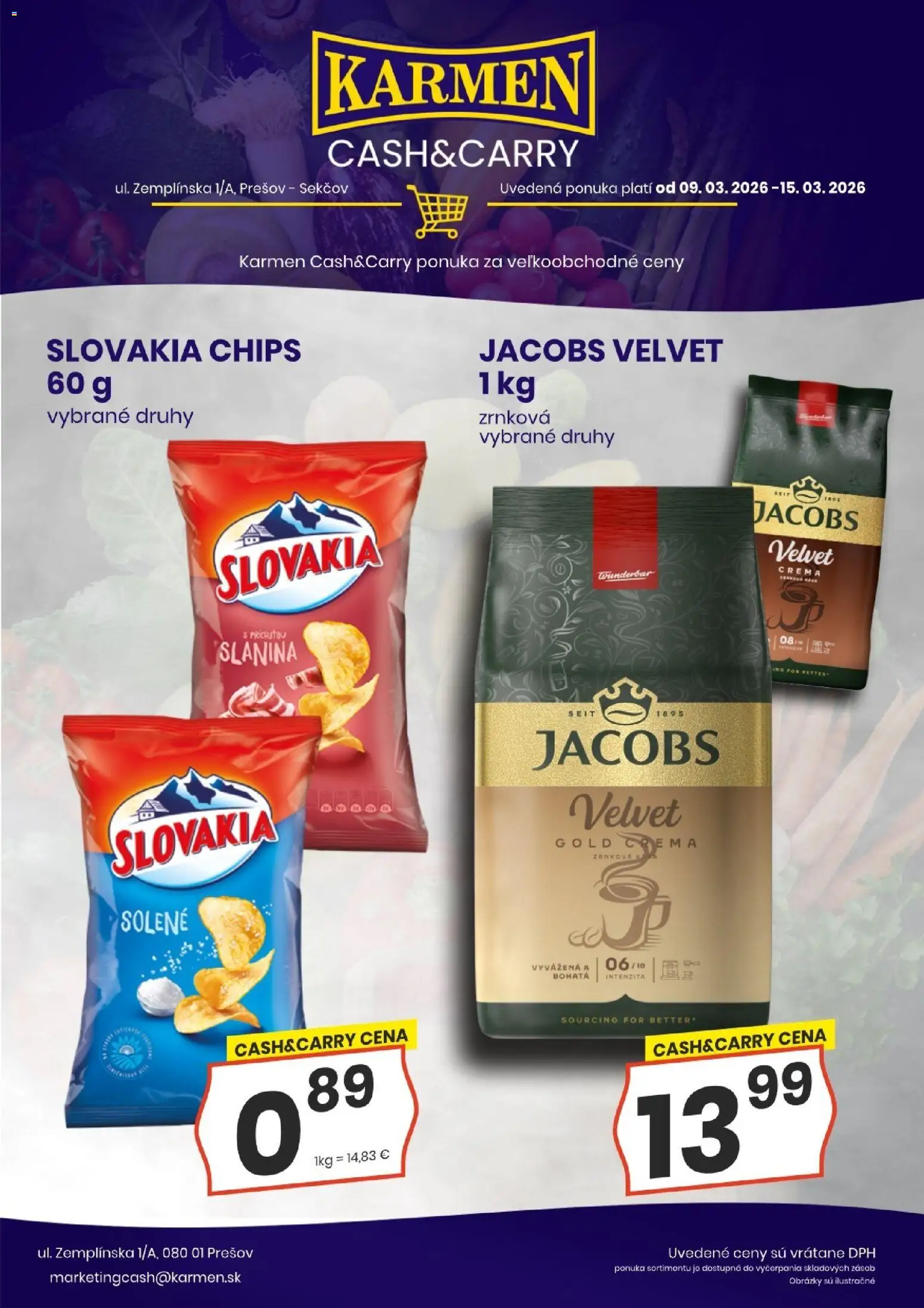 Nové KARMEN CBA akcie – leták je platný od 09.03.2026 | Strana: 7 | Produkty: Jacobs Velvet, Káva, Slanina