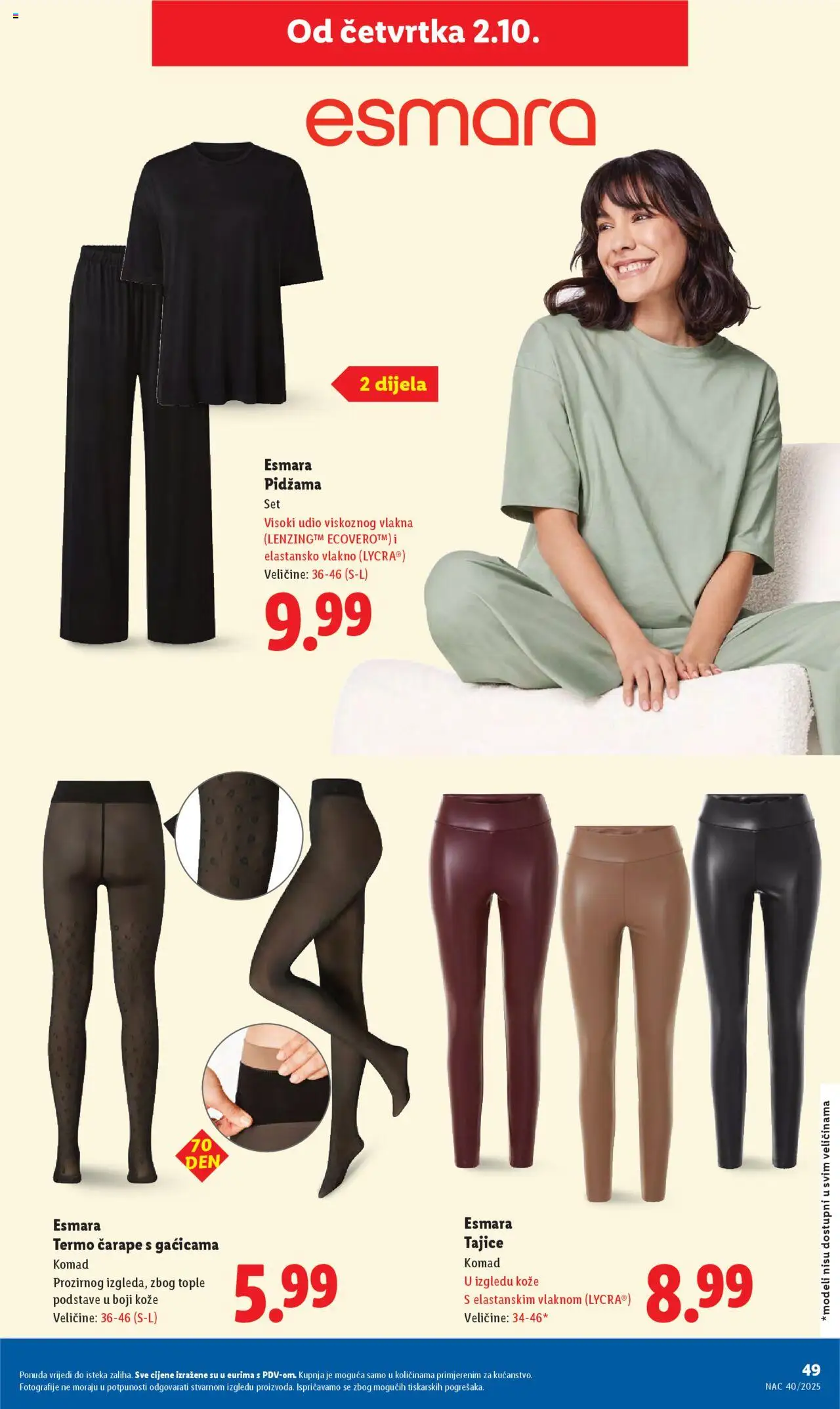 Lidl katalog | vrijedi od 29.09.2025 | Stranica: 49 | Proizvodi: Čarape, Pidžama, Tajice