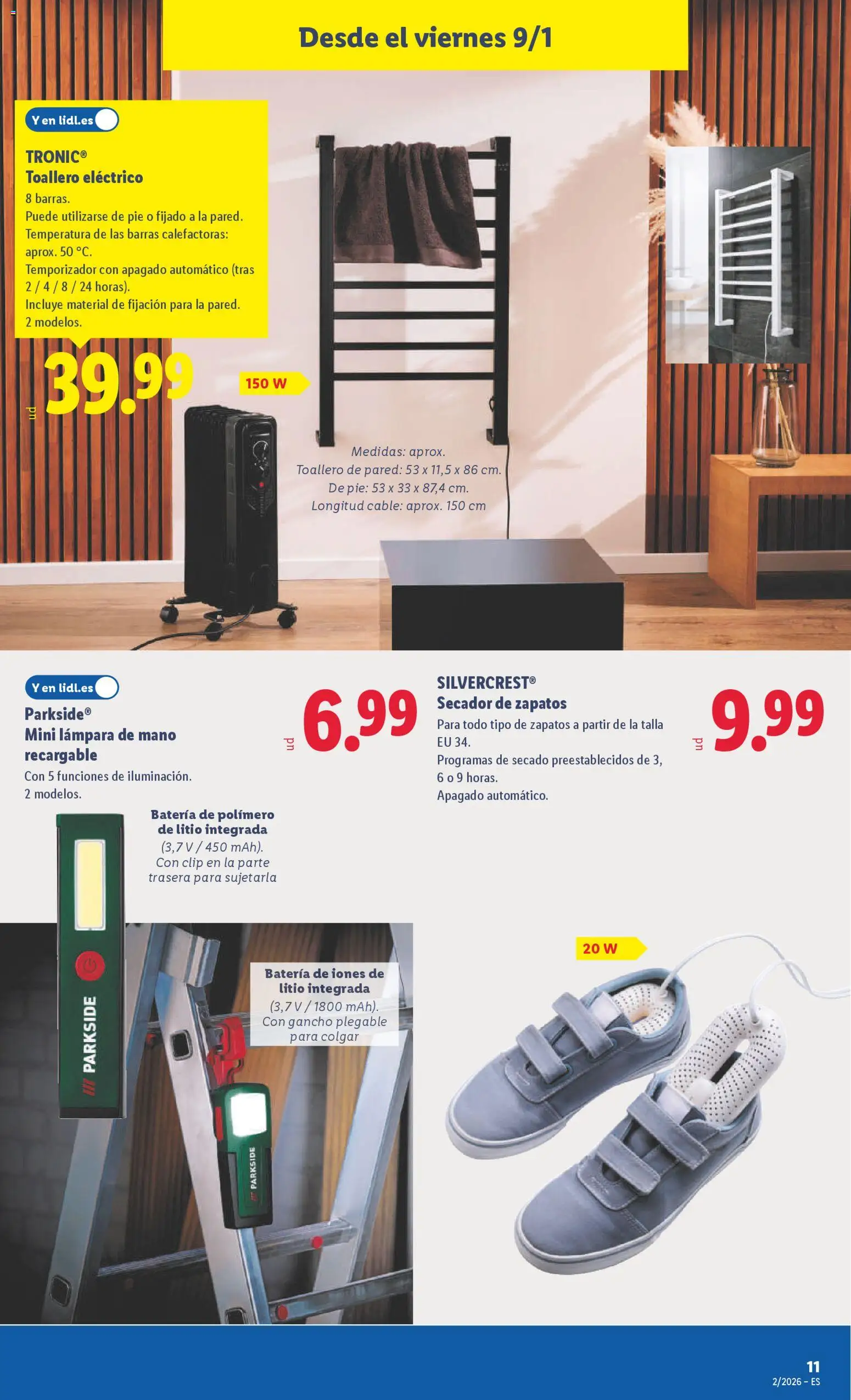 Lidl folleto de bazar │ válido desde el 05.01.2026 | Página: 23 | Productos: Toallero, Cable, Batería, Lámpara