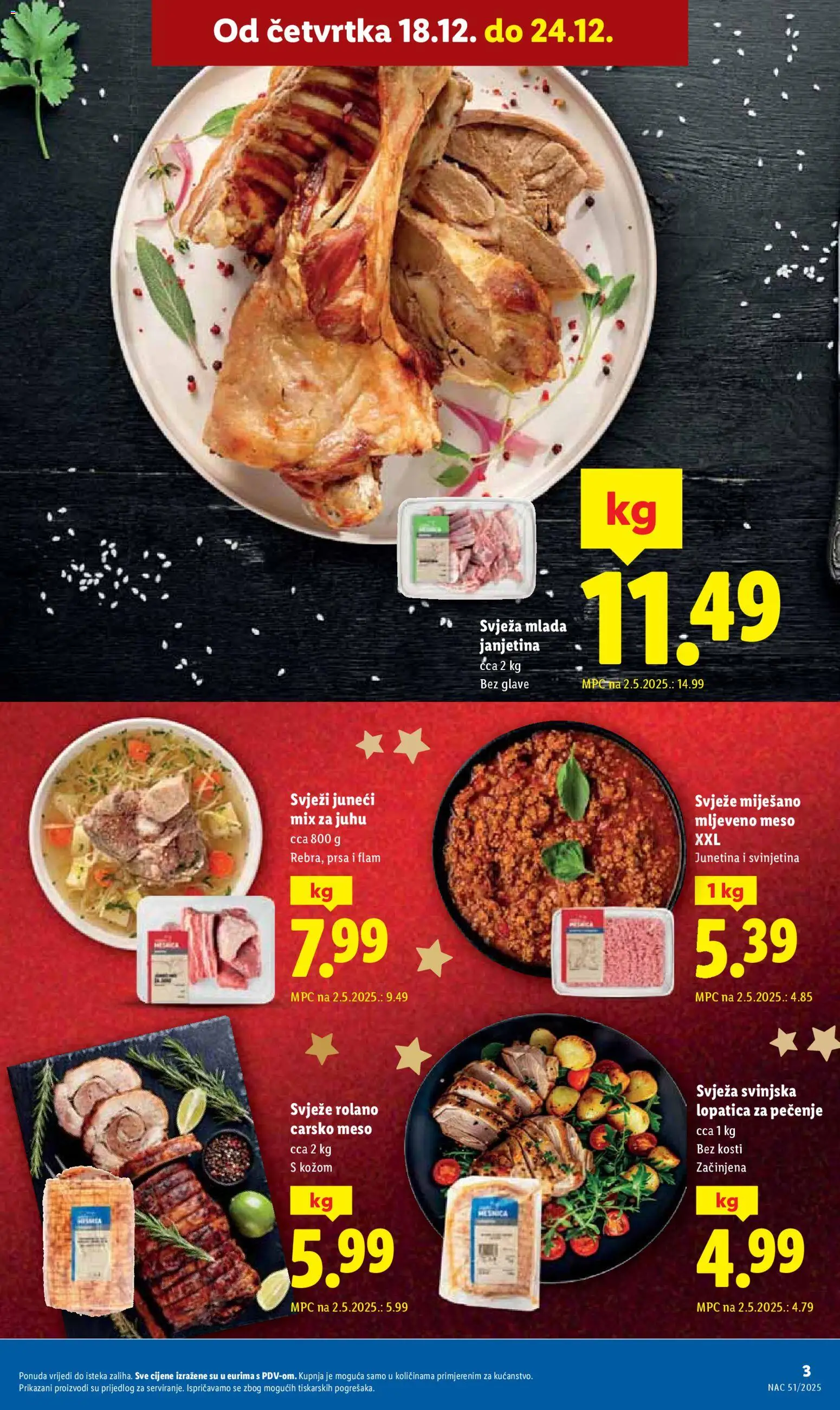 Lidl katalog | vrijedi od 18.12.2025 | Stranica: 3 | Proizvodi: Carsko meso, Svinjska lopatica, Svinjetina, Lopatica