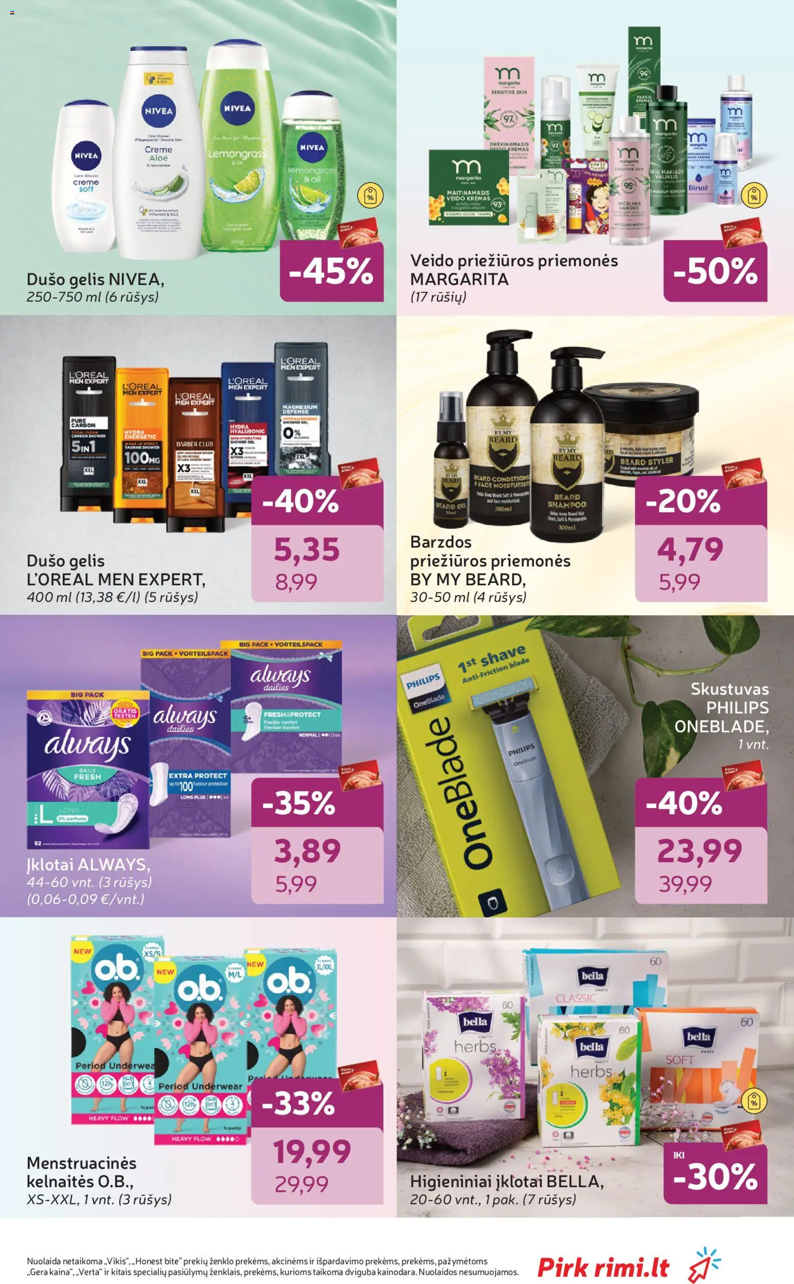 Rimi akcijos nuo 24.02.2026 | Puslapis: 5 | Prekių: Skustuvas, Kremas, Micelinis vanduo, Kelnaitės