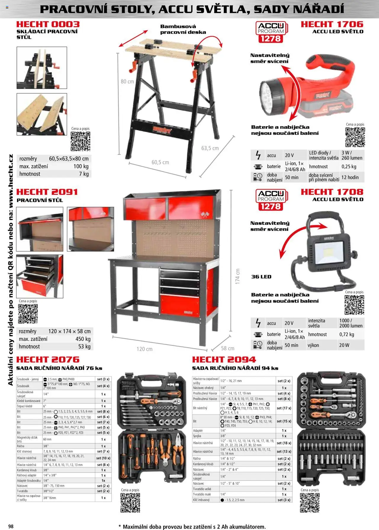 Hecht katalog - Podzim - zima 2025 od 01.09.2025 | Strana: 98 | Produkty: Hecht, Pracovní deska, Baterie, LED