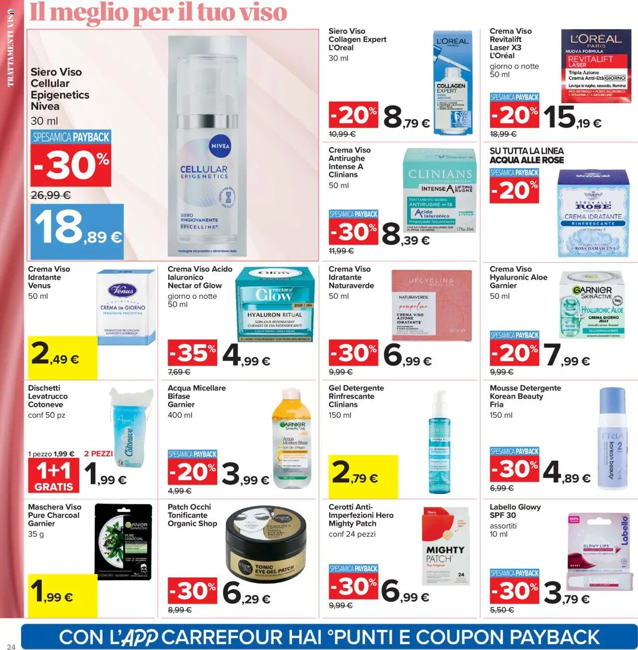 Volantino Carrefour del 15.09.2025 | Pagina: 24 | Prodotti: Acqua micellare, Maschera viso, Crema viso, Acqua