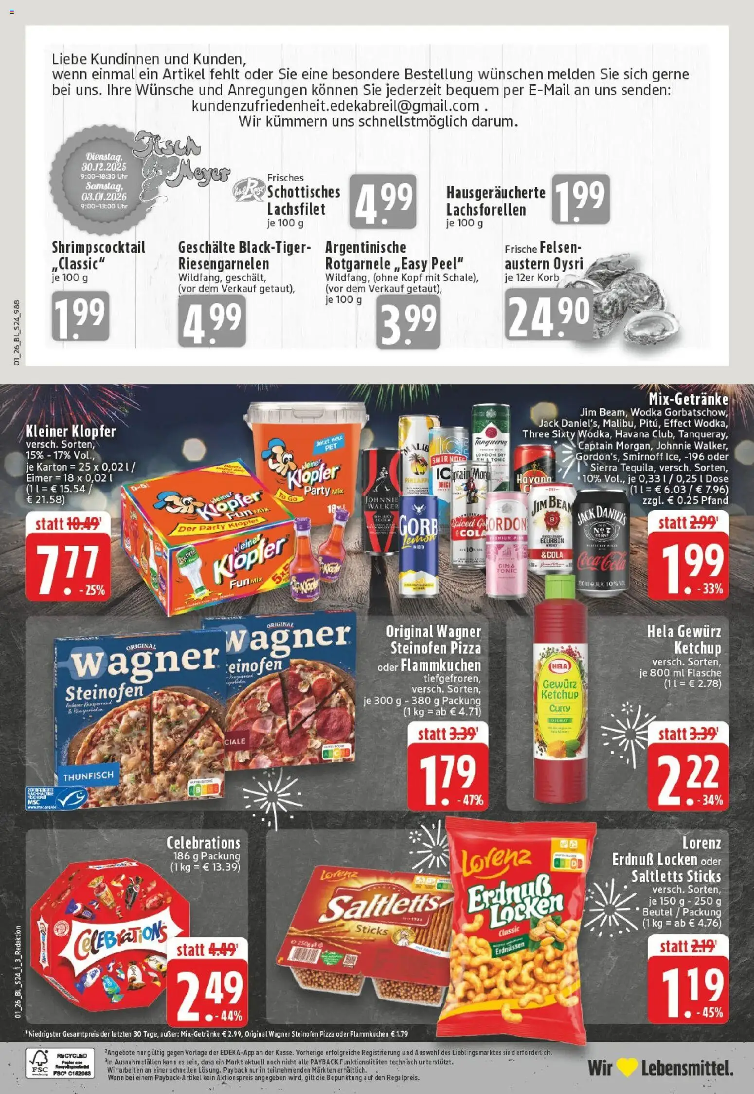 Edeka prospekt Meckenheim	 – gültig ab 28.12.2025 | Seite: 30 | Produkte: Korb, Jack Daniel's, Ketchup, Uhr