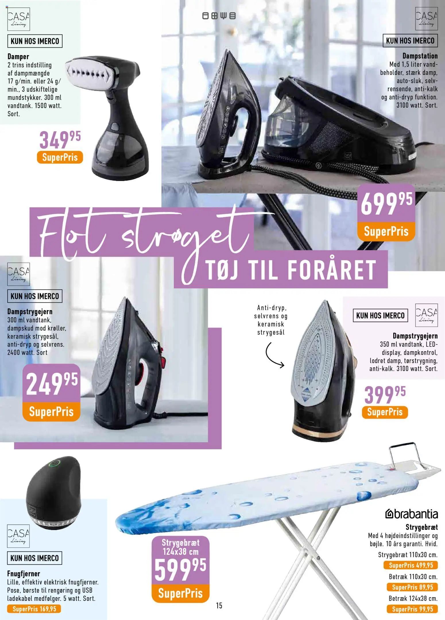 Imerco tilbudsavis – gyldig fra 06.03.2026 | Side: 15 | Produkter: Børste, Strygebræt, USB, Tøj