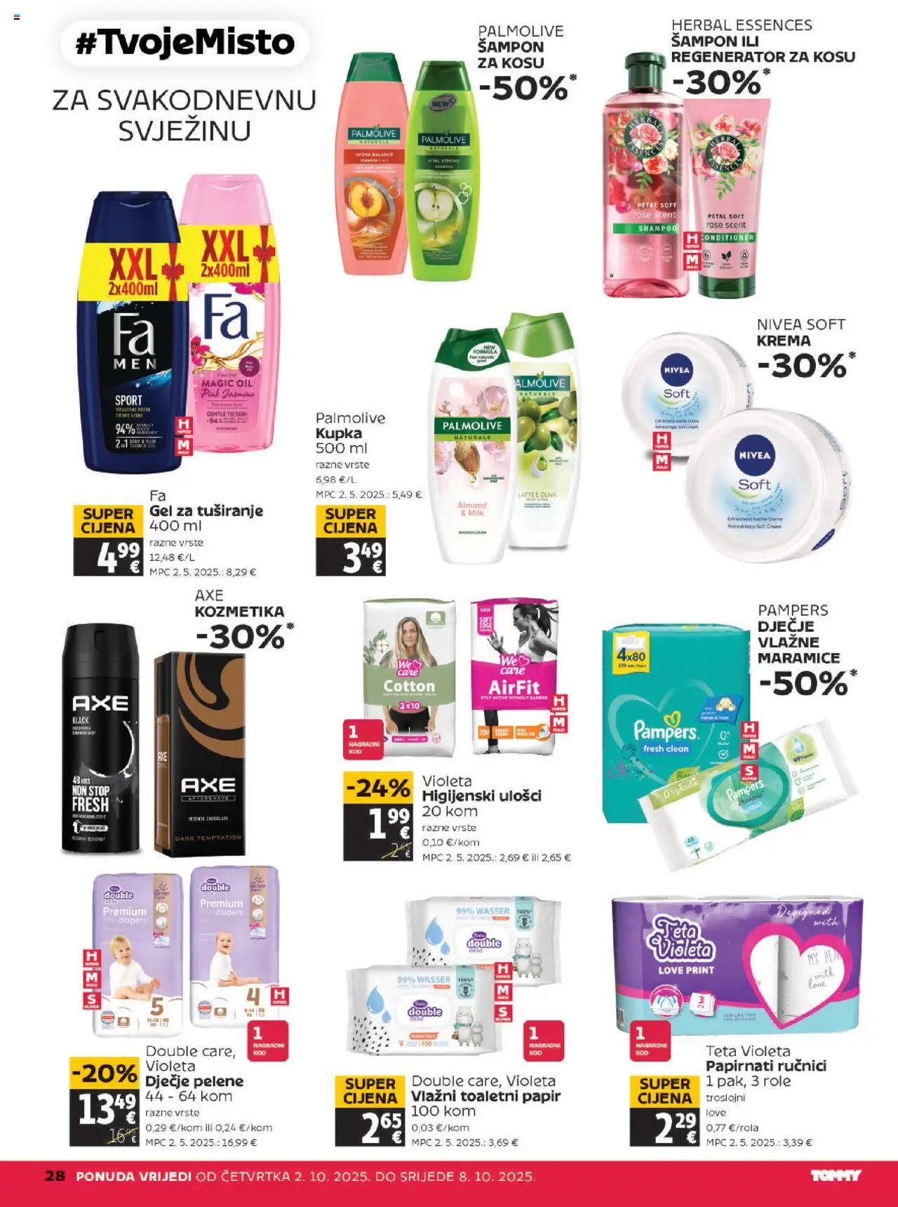 Tommy katalog | vrijedi od 02.10.2025 | Stranica: 28 | Proizvodi: Pelene, Šampon, Regenerator, Violeta