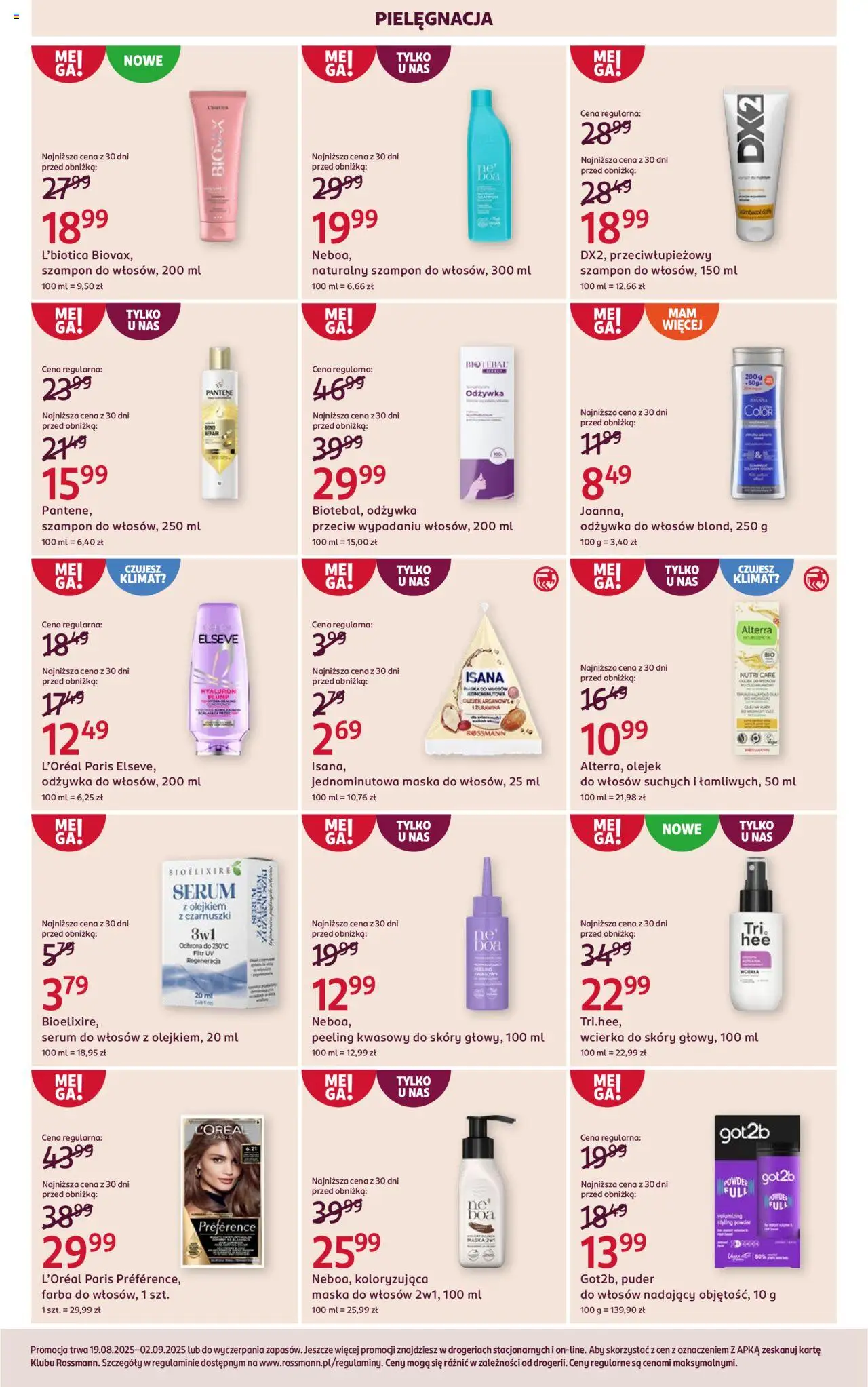 Rossmann Gazetka od 19.08.2025 | Strona: 6 | Produkty: Puder, Maska do włosów, Odżywka do włosów, Peeling