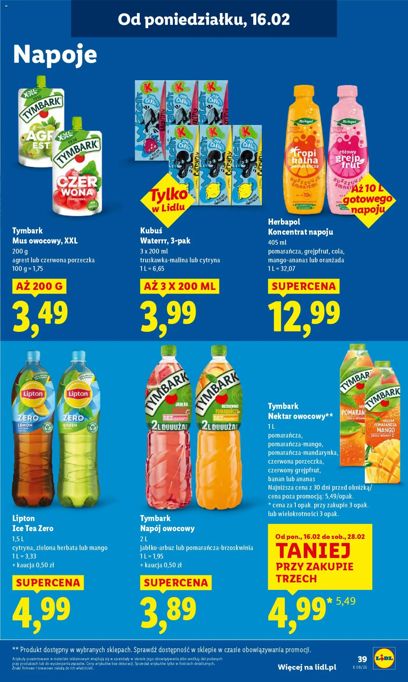 Lidl Gazetka od 16.02.2026 | Strona: 39 | Produkty: Mango, Napoje, Porzeczka, Banan