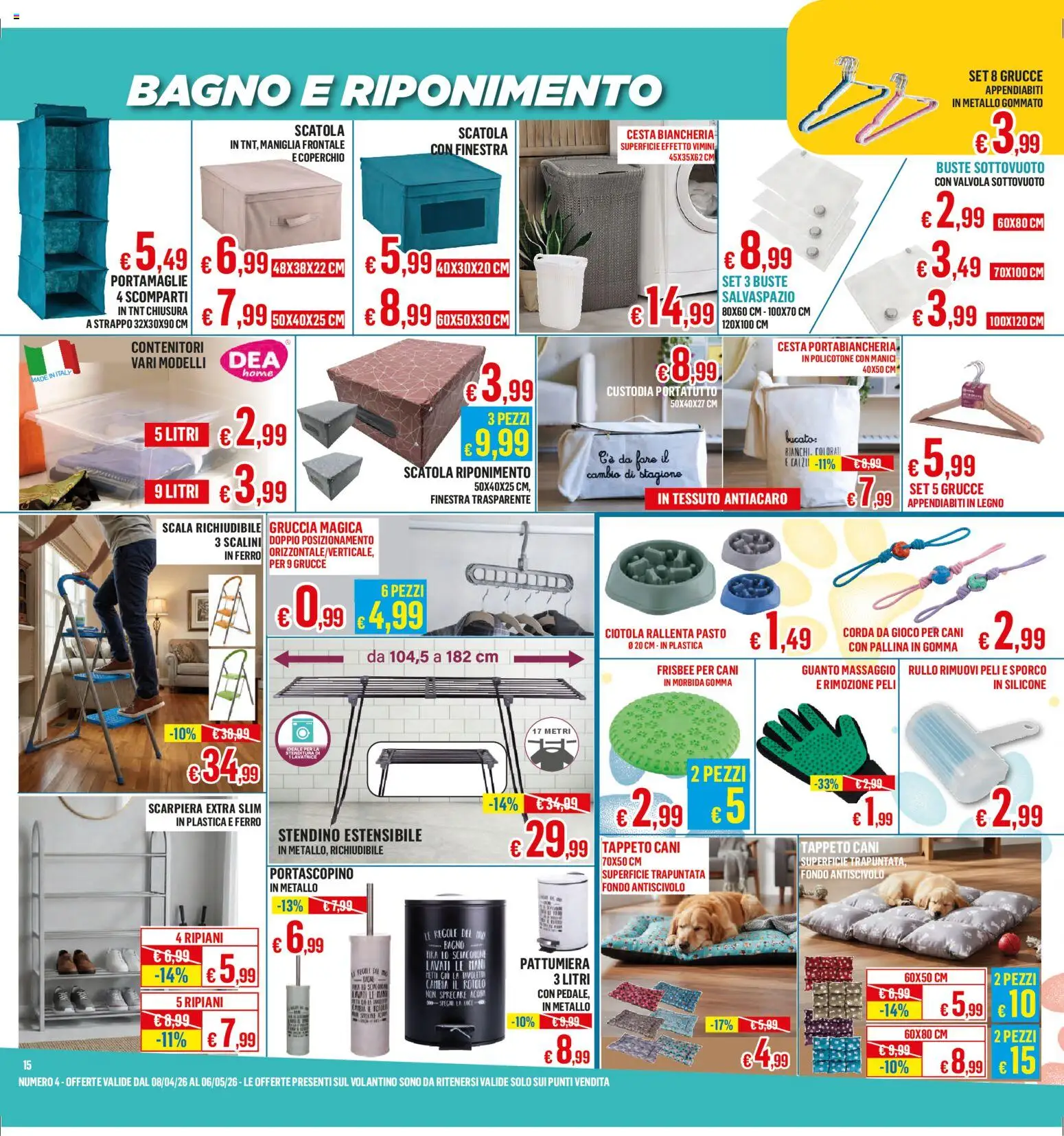 Volantino Satur del 08.04.2026 | Pagina: 15 | Prodotti: Scala, Silicone, Ciotola, Grucce