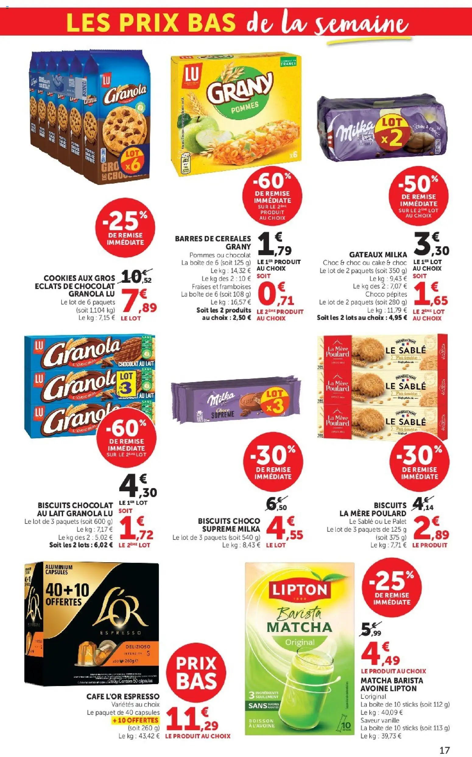 {H1} | Page: 17 | Produits: Matcha, Café, Fraises, Céréales