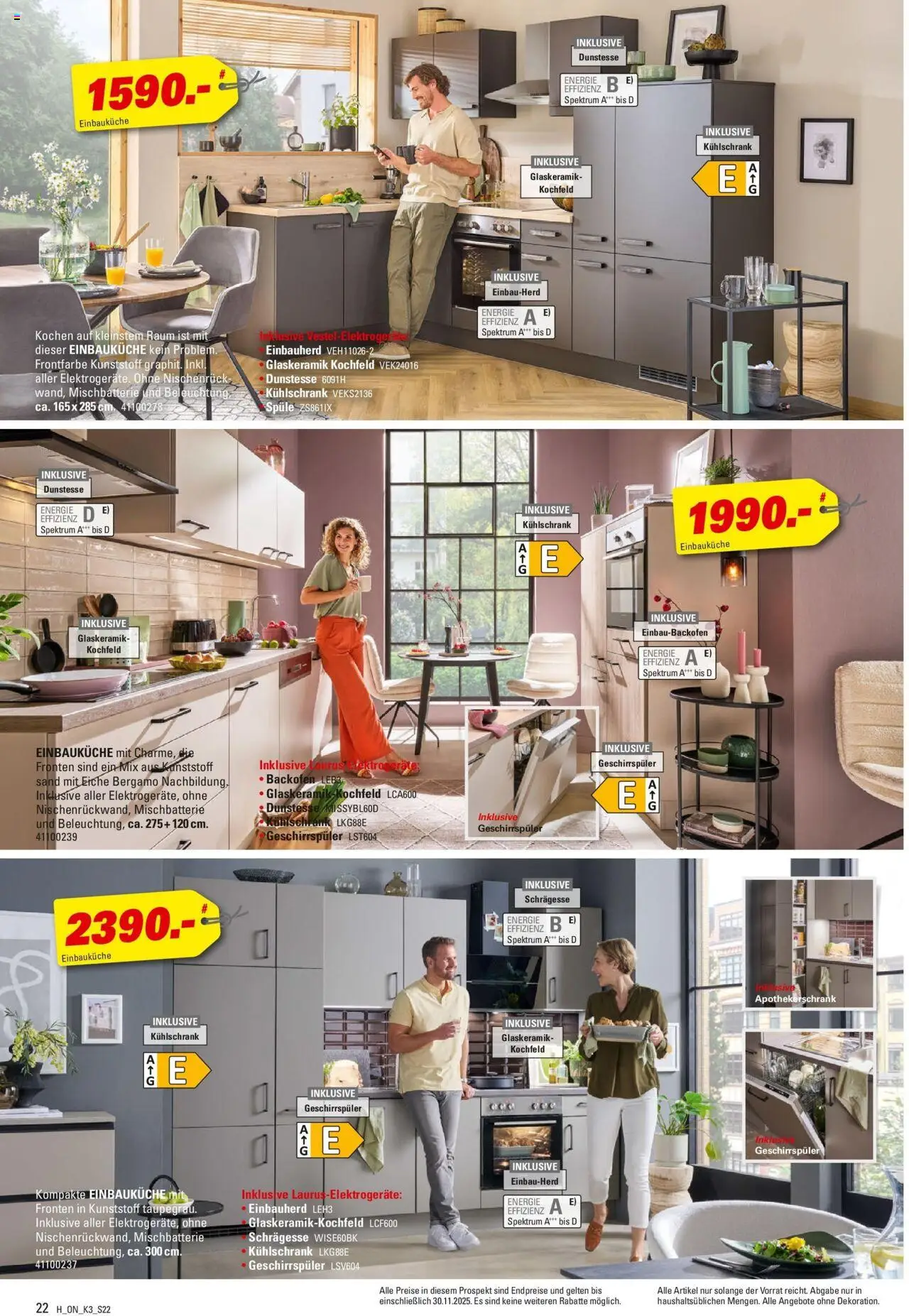Höffner - Küchen Power – gültig ab 01.08.2025 | Seite: 22 | Produkte: Geschirrspüler, Einbauküche, Kühlschrank, Backofen