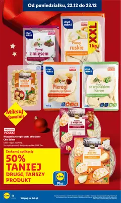 Pogląd oferty "Pierogi z mięsem, delikatne ciasto i wyśmienity farsz" - ważna od 22.12.2025 | Strona: 12 | Produkty: Kapusta, Ciasto, Pierogi z kapusta i grzybami, Pierogi z mięsem