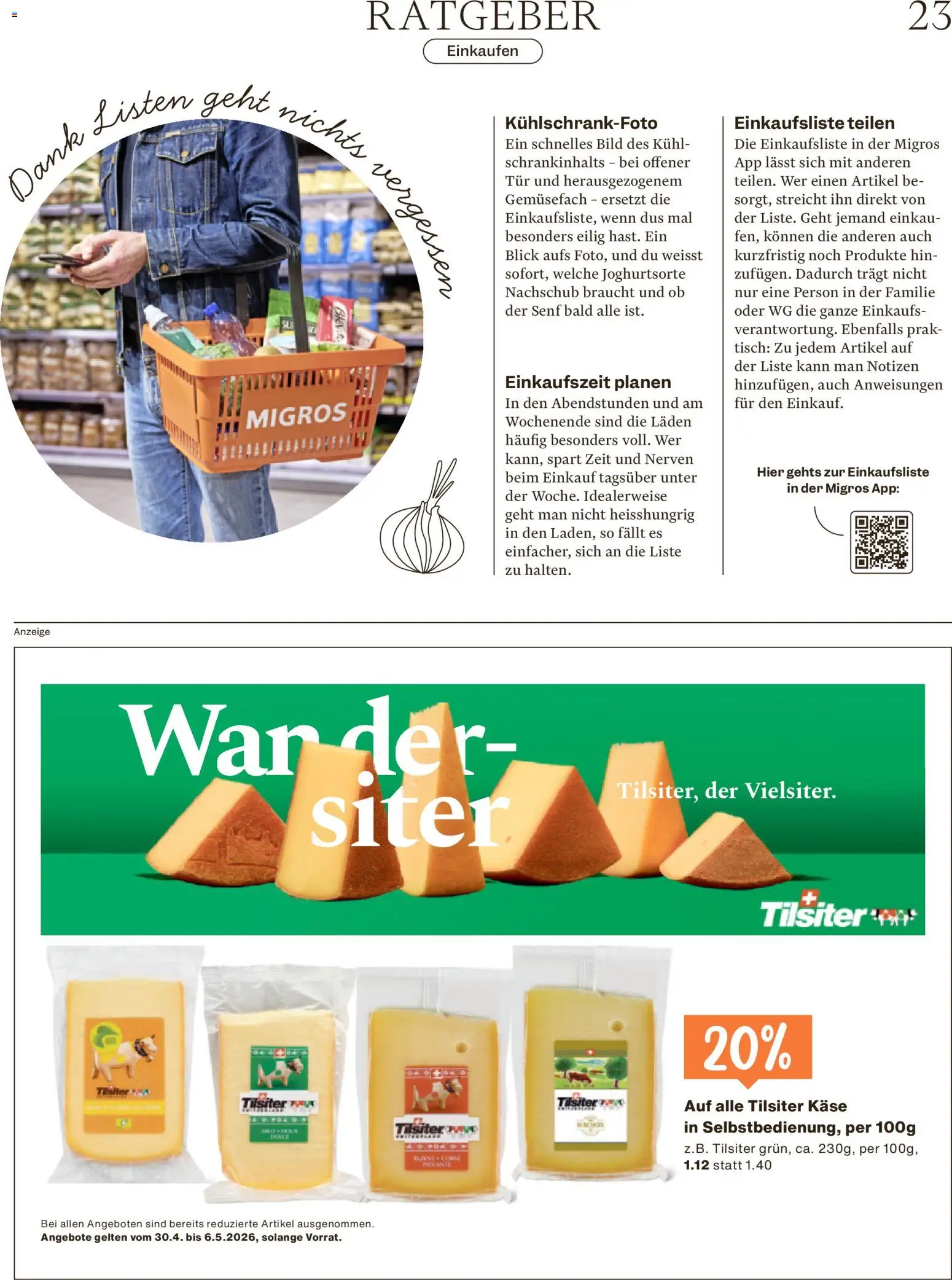 Migros aktionen Magazin – gültig ab 29.04.2026 | Seite: 23 | Produkte: Tisch, Käse