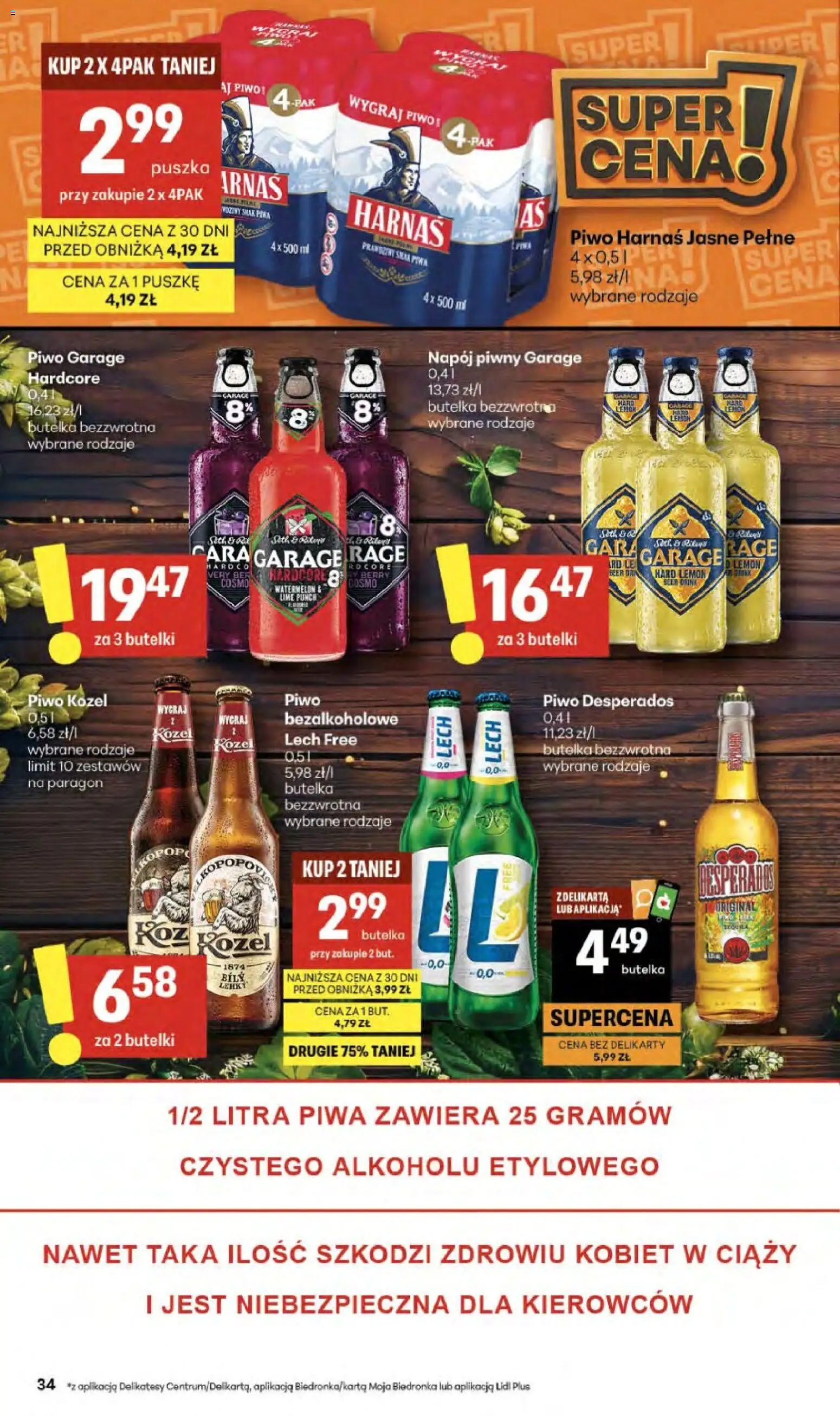 Delikatesy Centrum gazetka od 02.04.2026 | Strona: 34 | Produkty: Piwo Desperados, Harnaś, Piwo, Piwo kozel