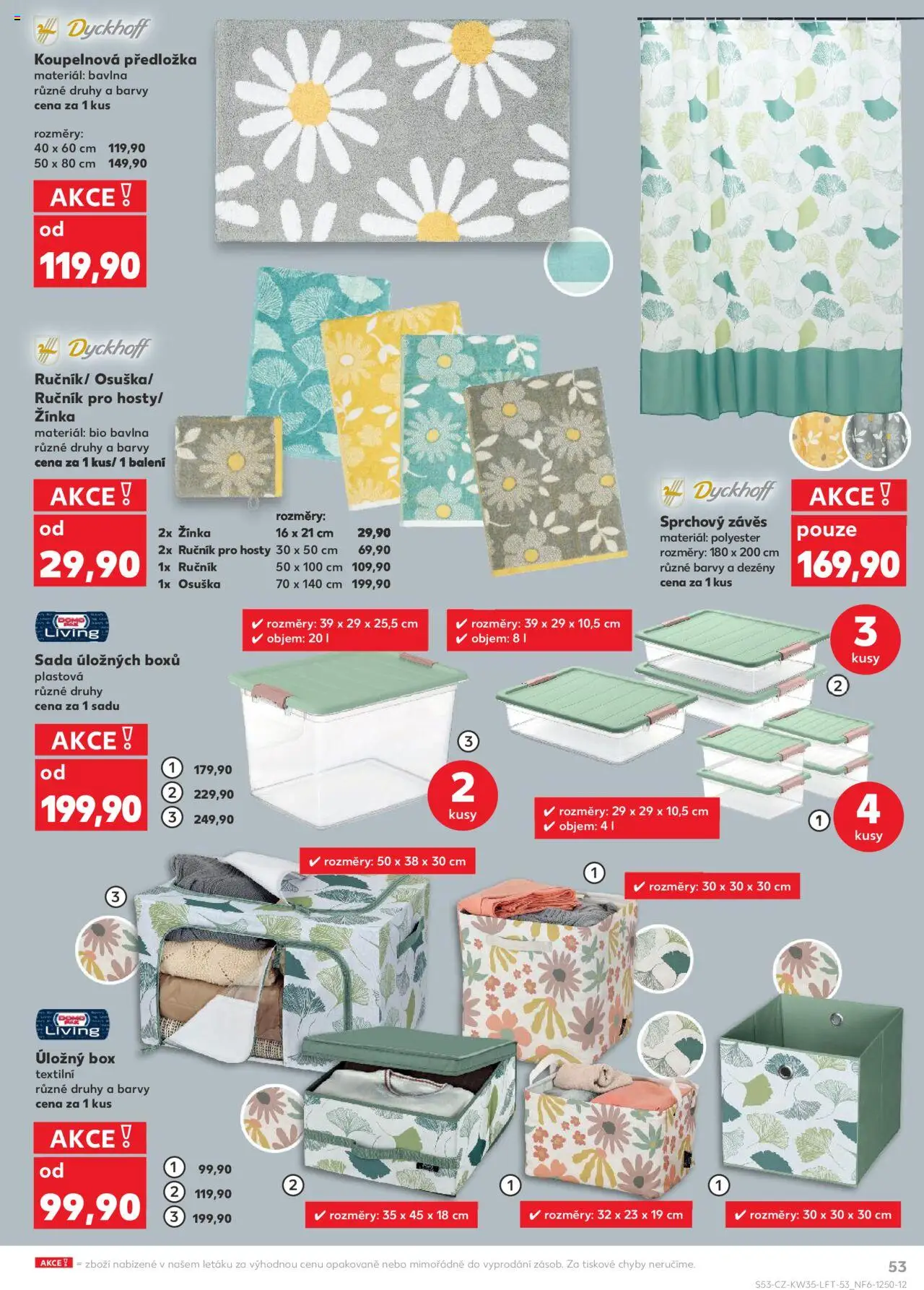 Kaufland leták - Chomutov od 27.08.2025 | Strana: 53 | Produkty: Sprchový závěs, Ručník, Úložný box, Žínka