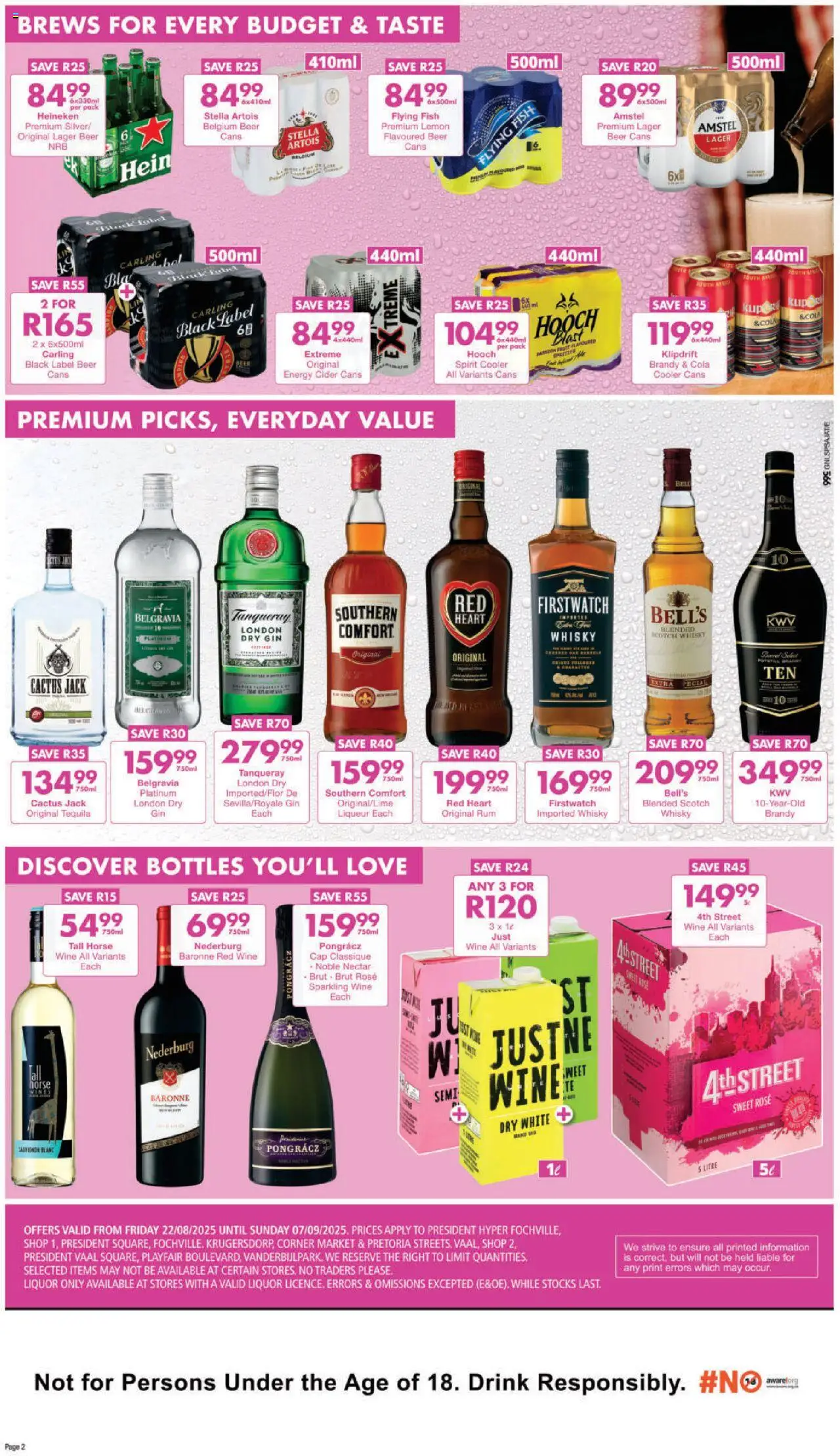 President Hyper - Liquor Specials │ valid from 22.08.2025 | Page: 2 | Products: Cider, Cooler, Beer, Gin