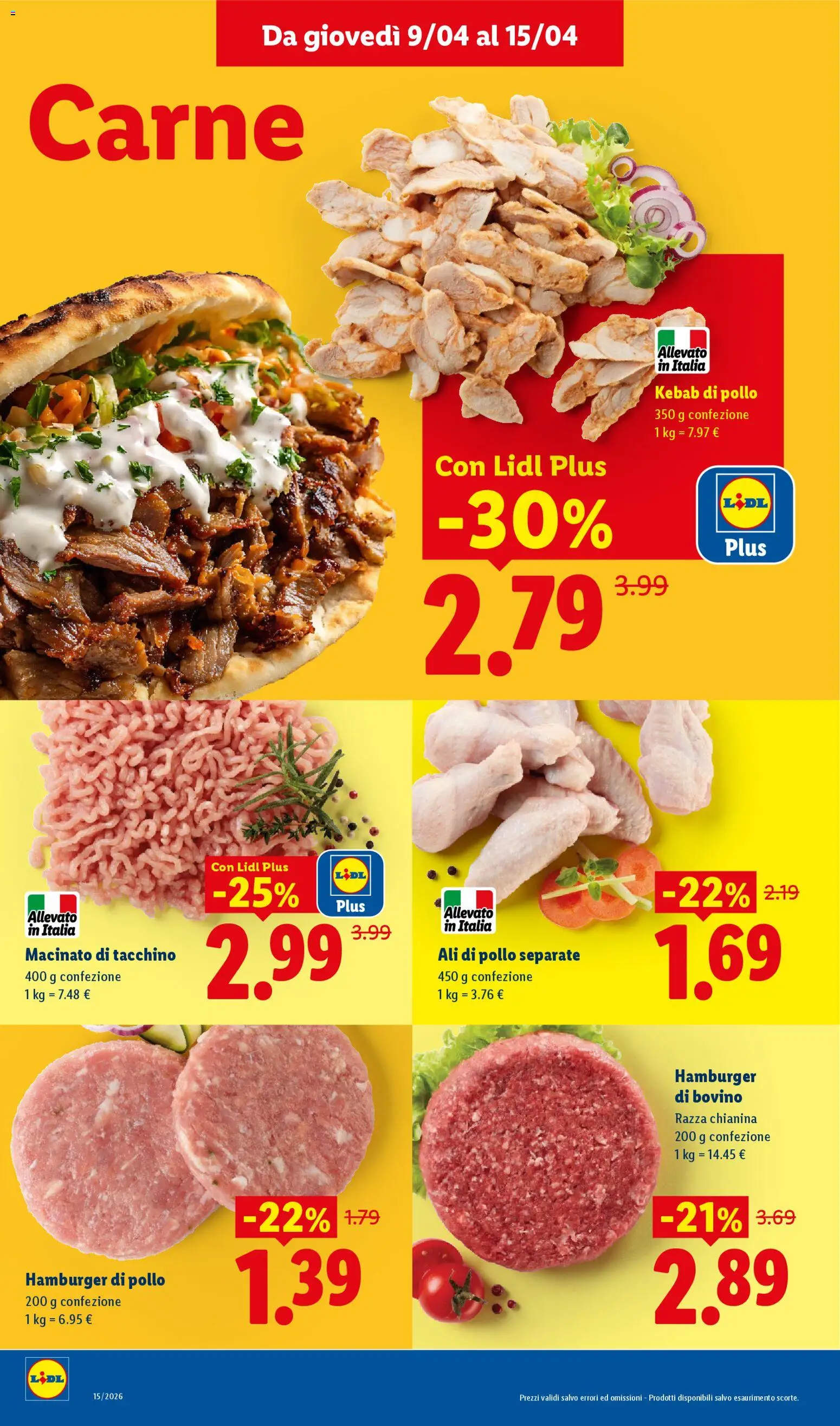 Volantino Lidl del 09.04.2026 | Pagina: 6 | Prodotti: Bovino, Pollo, Hamburger, Macinato