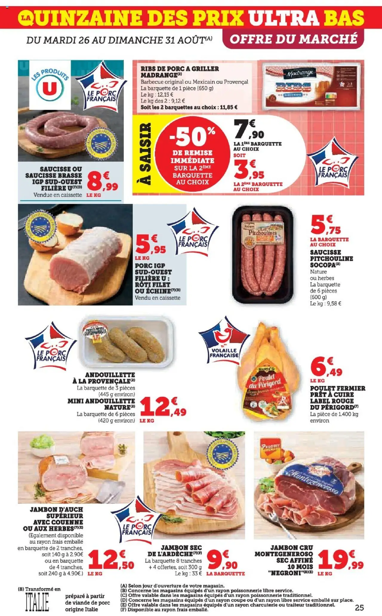  | Page: 25 | Produits: Jambon Cru, Saucisse, Viande, Porc