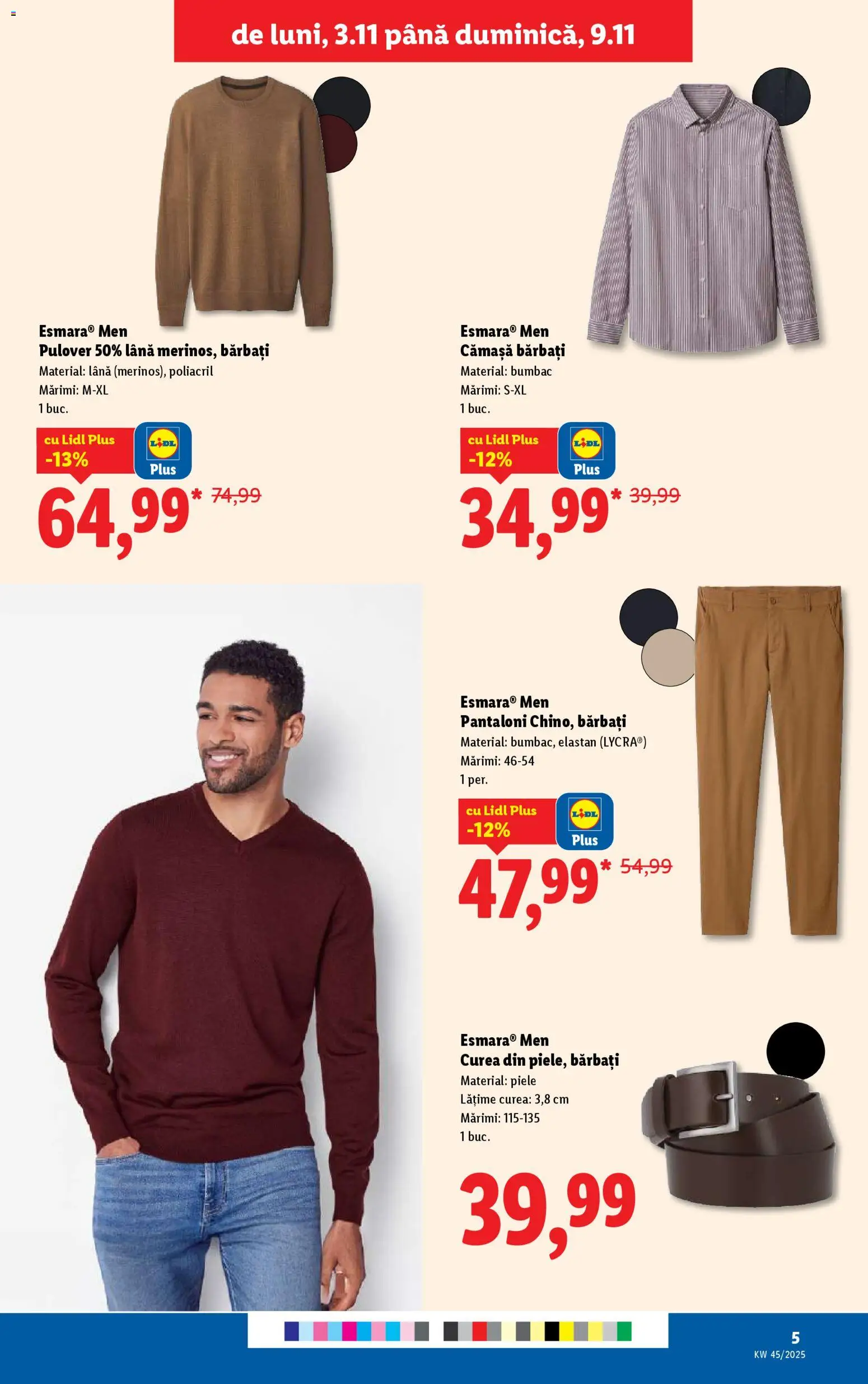Noul catalog Lidl – valabil de la 03.11.2025 | Pagină: 5 | Produse: Curea, Pulover, Pantaloni