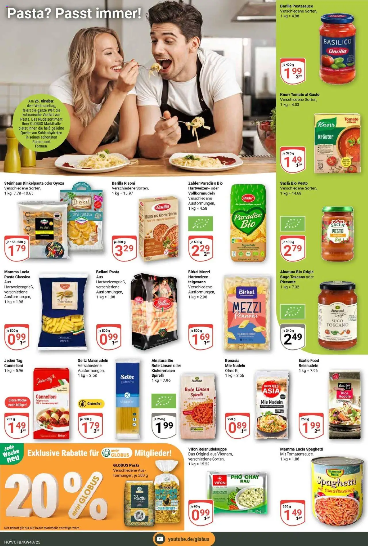 Globus prospekt Hoyerswerda	 – gültig ab 19.10.2025 | Seite: 16 | Produkte: Barilla, Knorr, Pasta, Nudeln